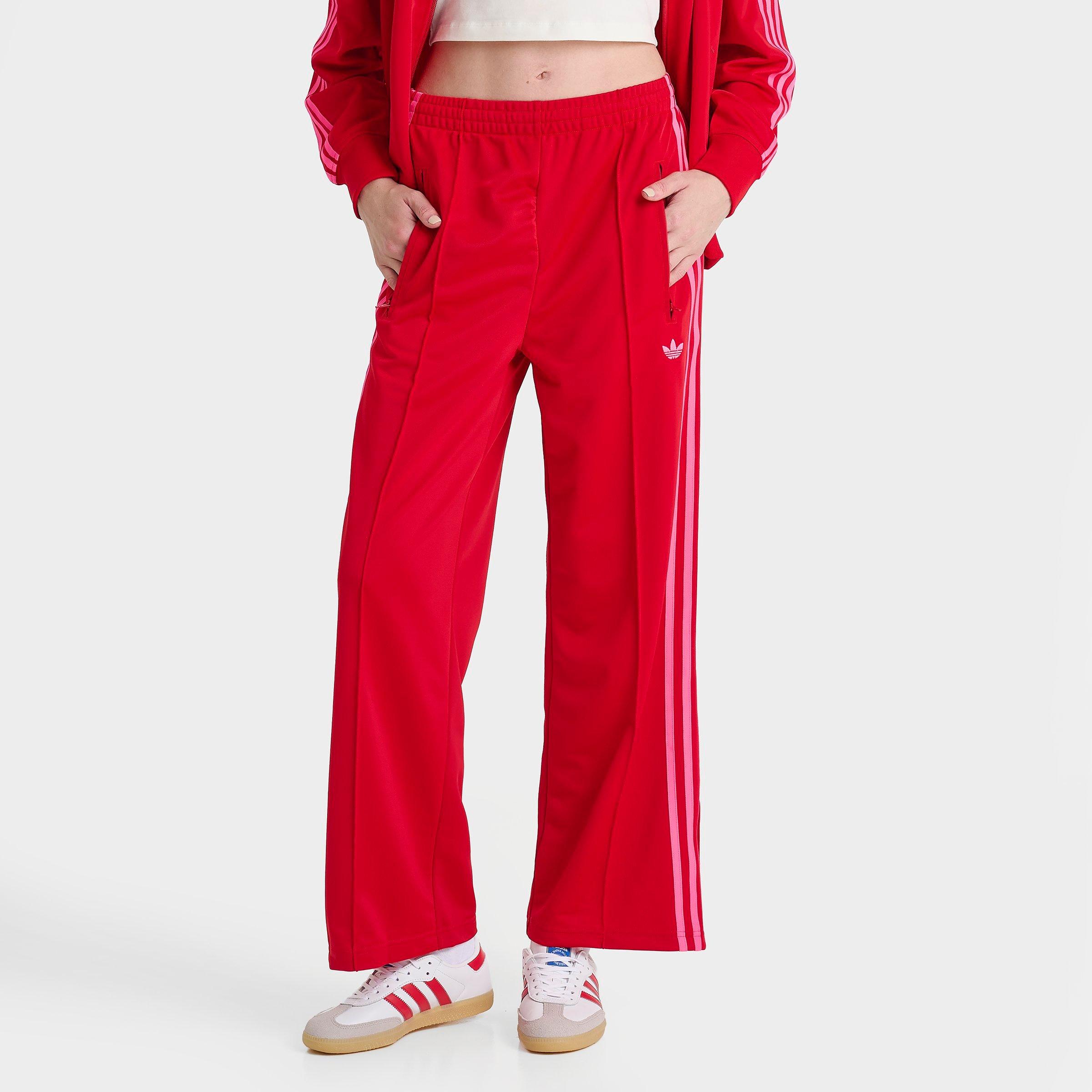 adidas Women's Originals adicolor 3-Stripes Firebird Loose Track Pants in Better Scarlet/Lucid Pink Size: XS
