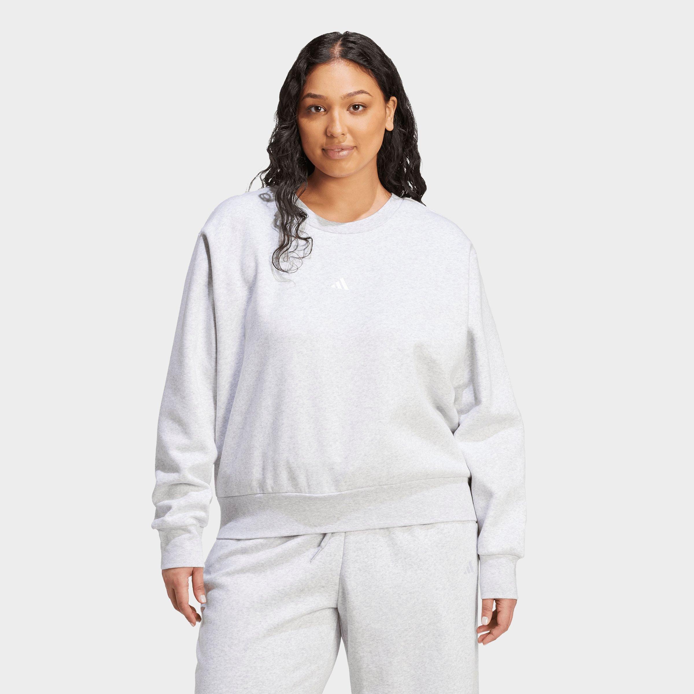 adidas Women's Sportswear Essentials Small Logo Feel Cozy Sweatshirt (Plus Size) in Light Grey Heather/White Size: 3X
