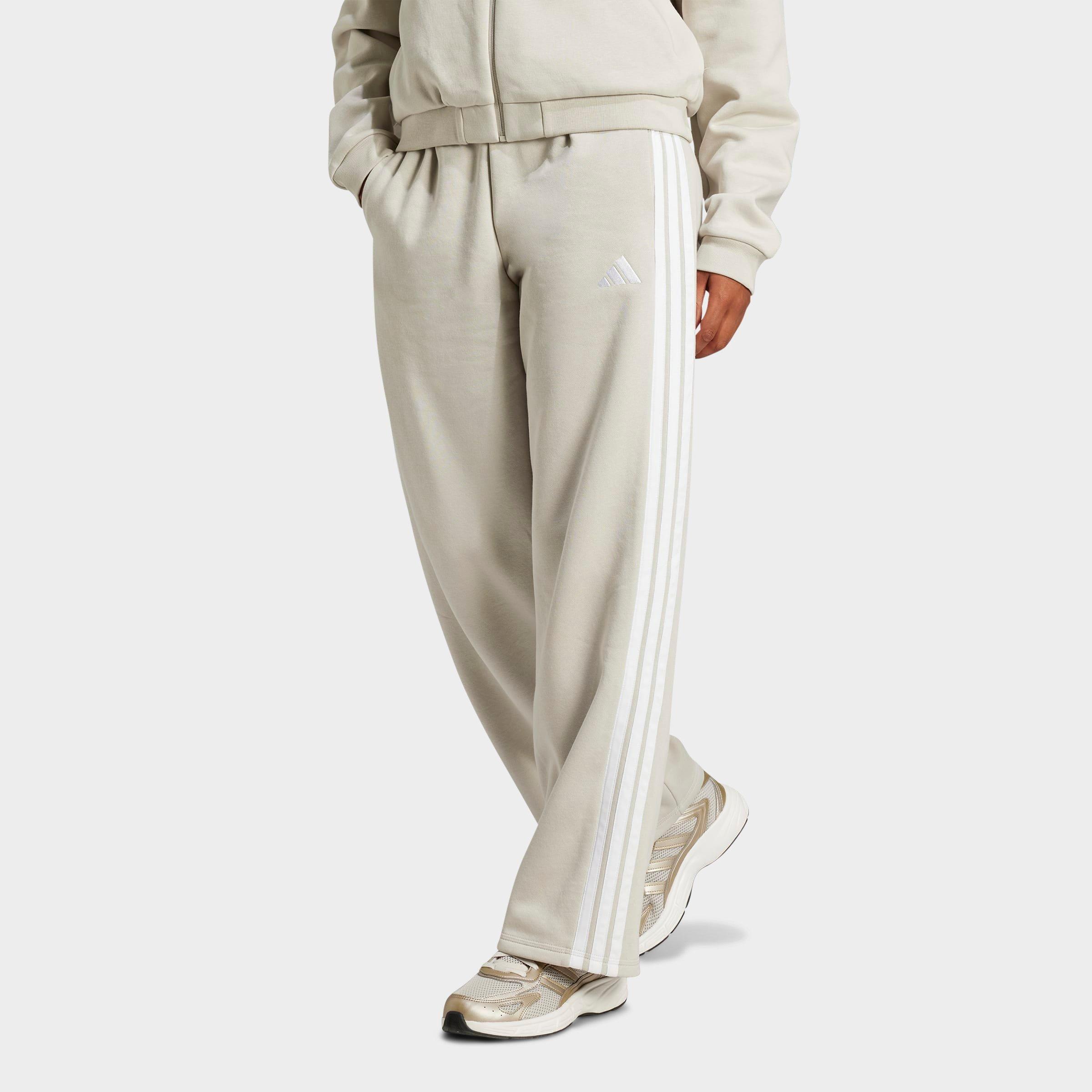 adidas Women's Essentials 3-Stripes Fleece Open Hem Pants