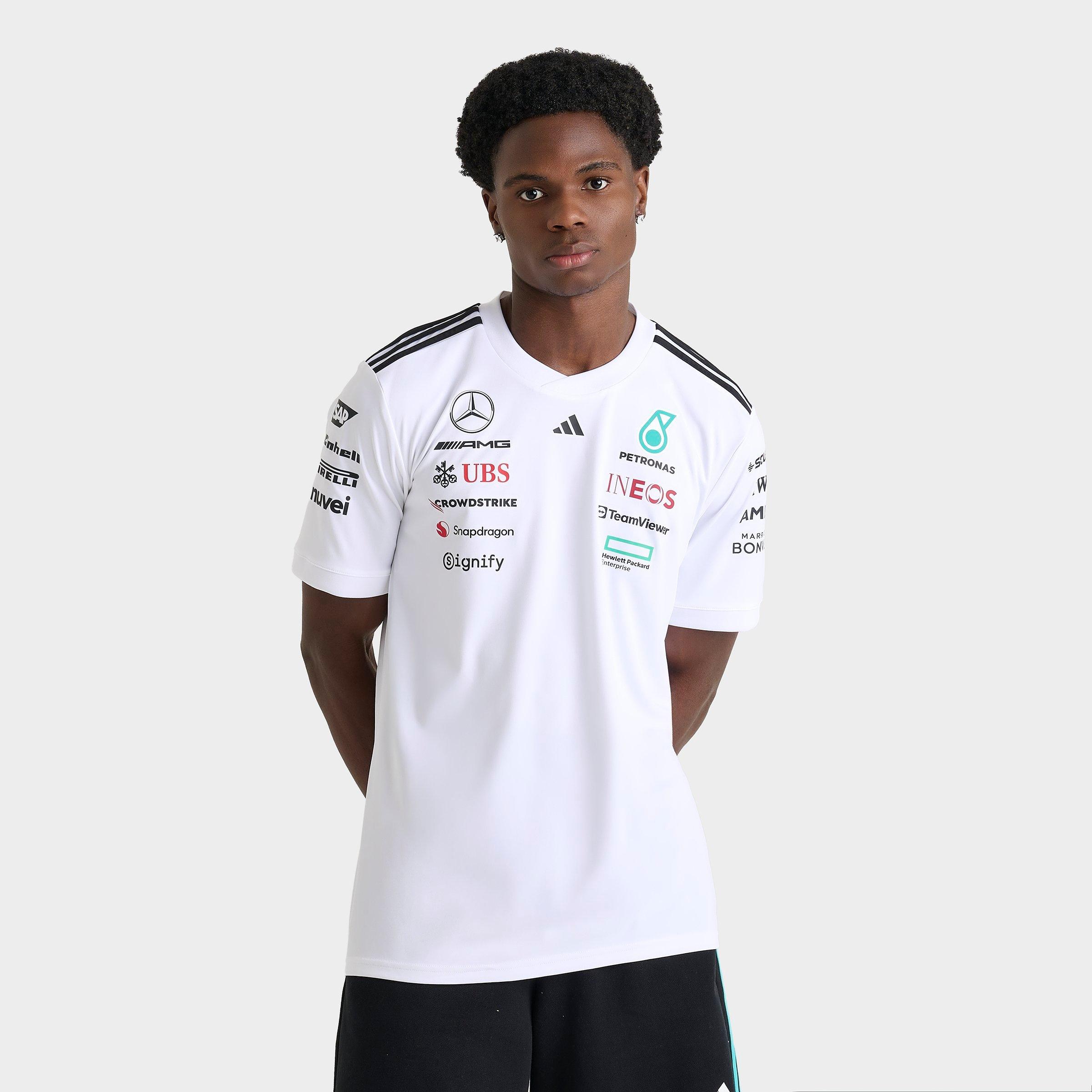 adidas Men's Mercedes-AMG Petronas Formula One Team Driver Jersey in White Size: Small