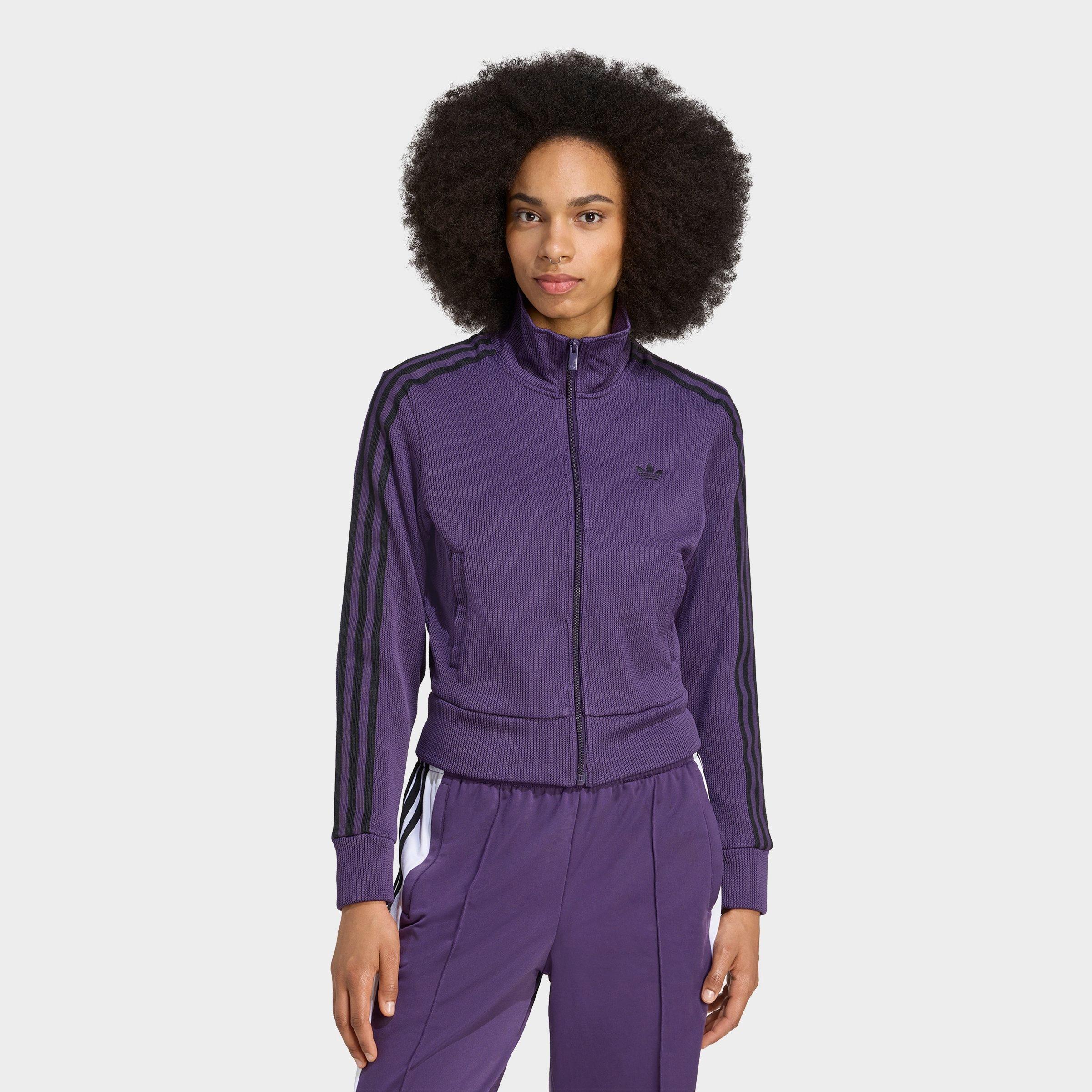 adidas Women's Originals adicolor Firebird Knit Track Top in Aurora Plum/White Size: Small