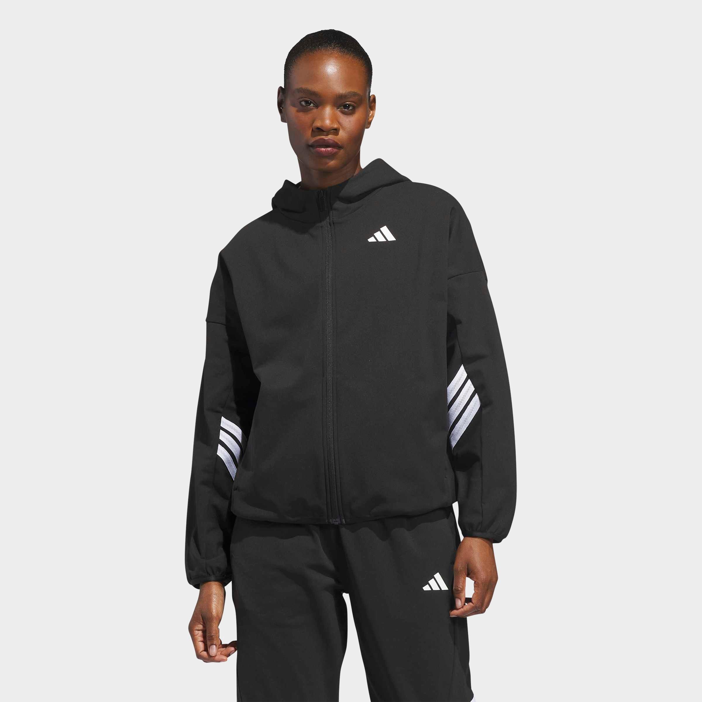 adidas Women's Basketball Crazy Warm Fleece Full-Zip Hoodie in Black Size: Medium