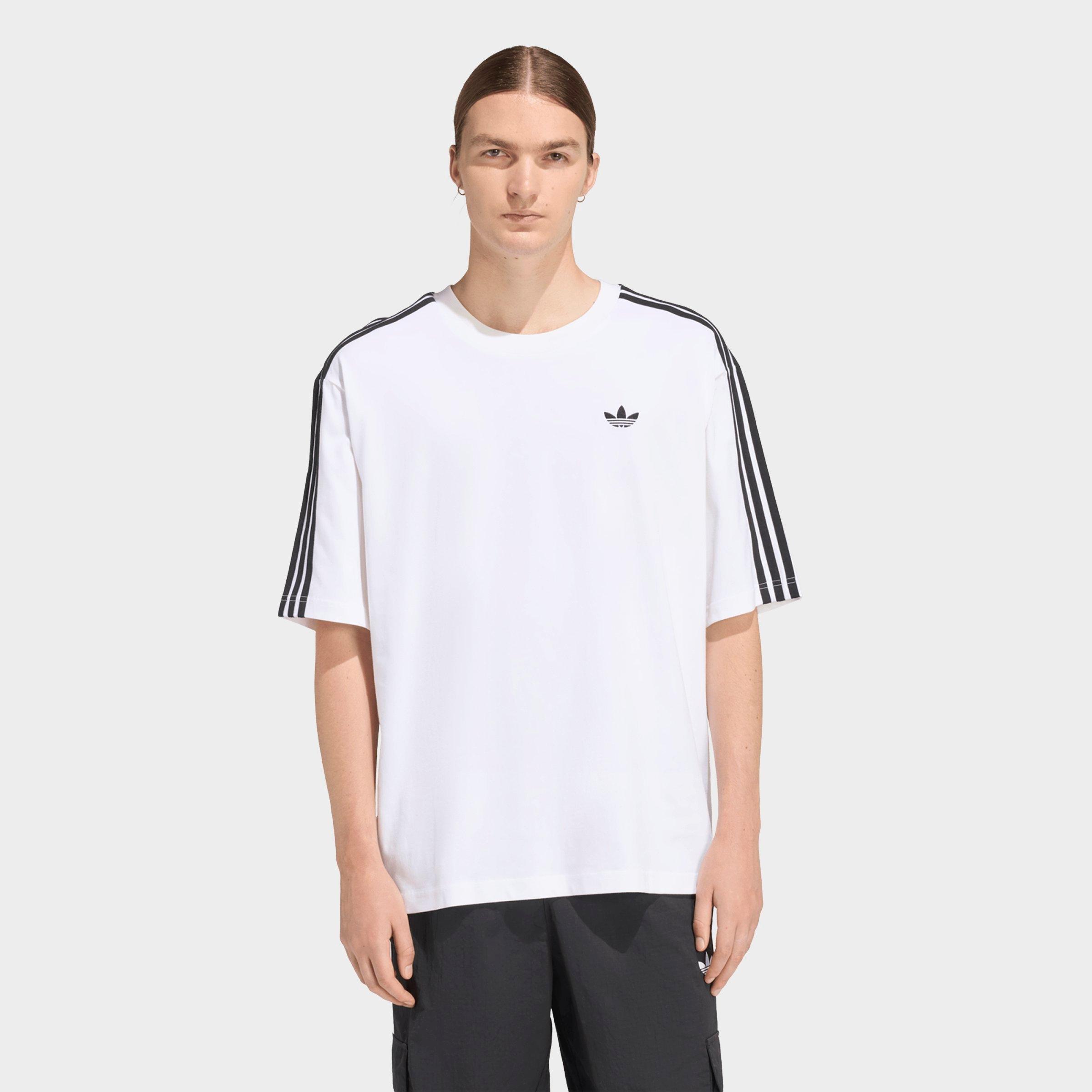 adidas Men's Originals adicolor 3-Stripes Oversized T-Shirt in White Size: XS