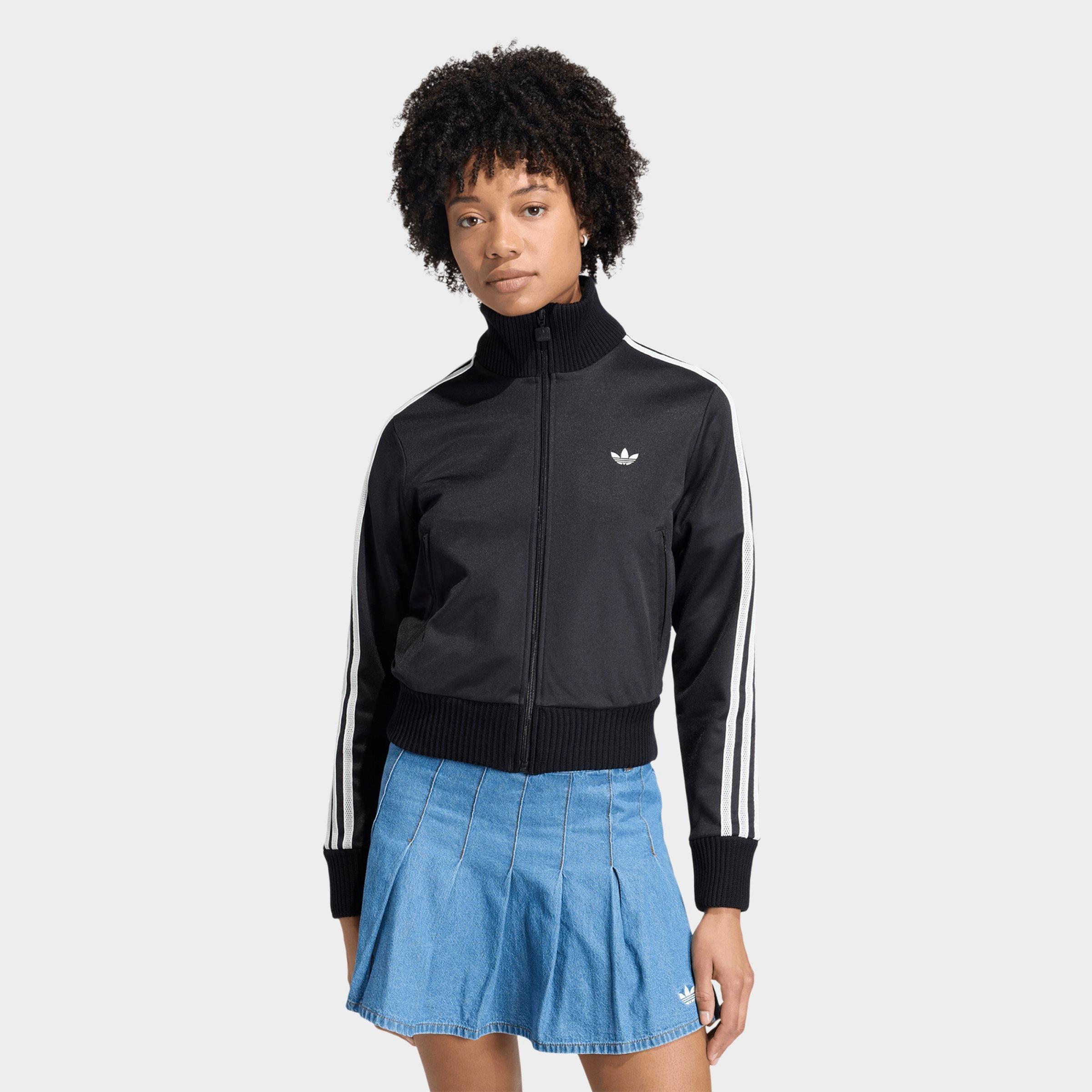 adidas Women's Originals Firebird Knitted Crochet Details Track Top in Black Size: XL
