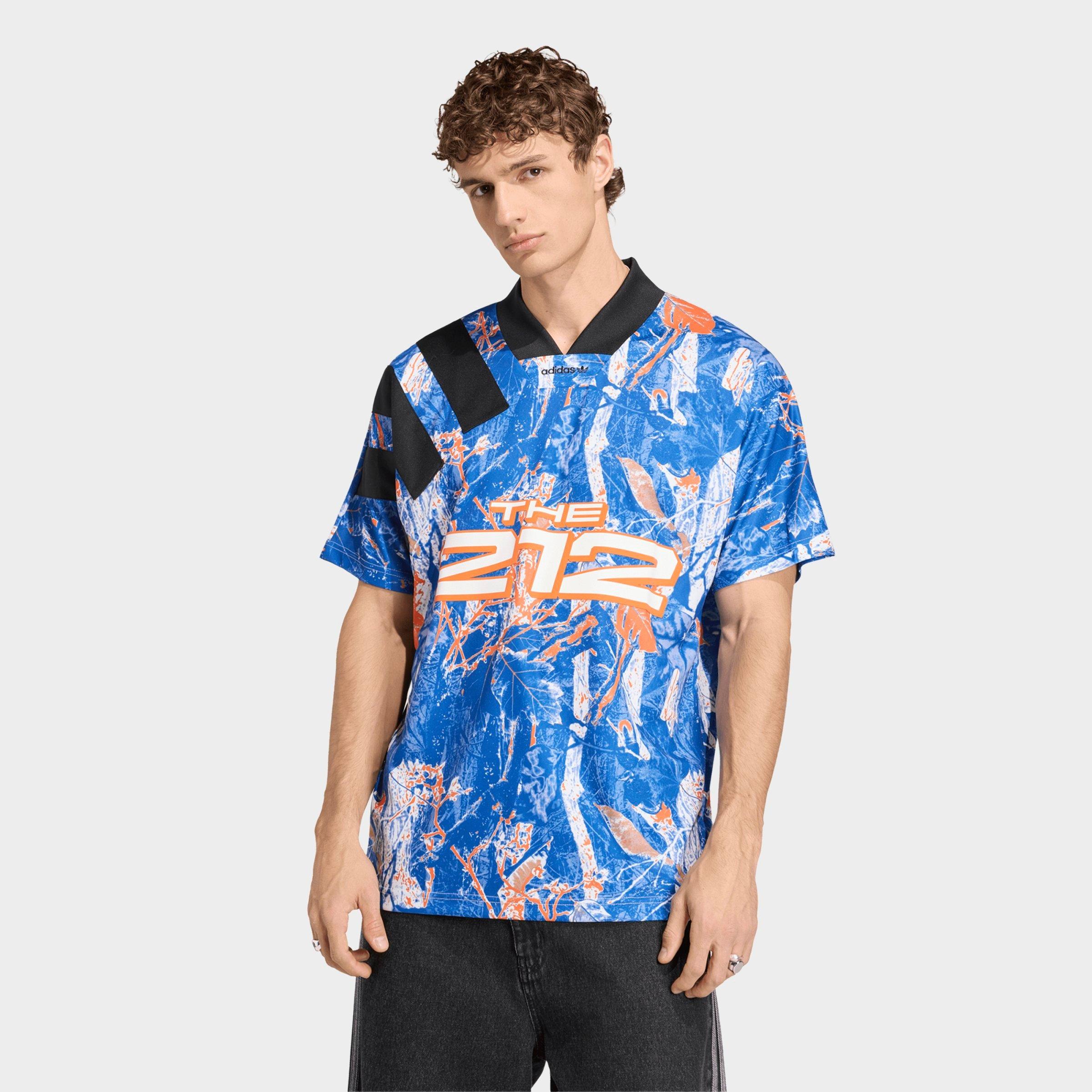 adidas Men's Originals FIFA World Cup 26 Host City New York City Graphic Jersey in Black/Orange/Collegiate Royal Size: XL