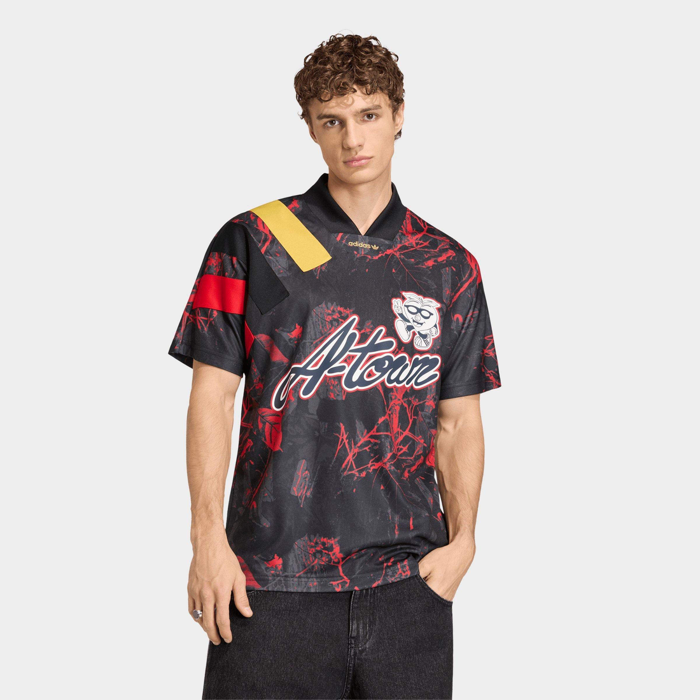 adidas Men's Originals FIFA World Cup 26 Host City Atlanta Graphic Soccer Jersey in Black/Better Scarlet Size: XL