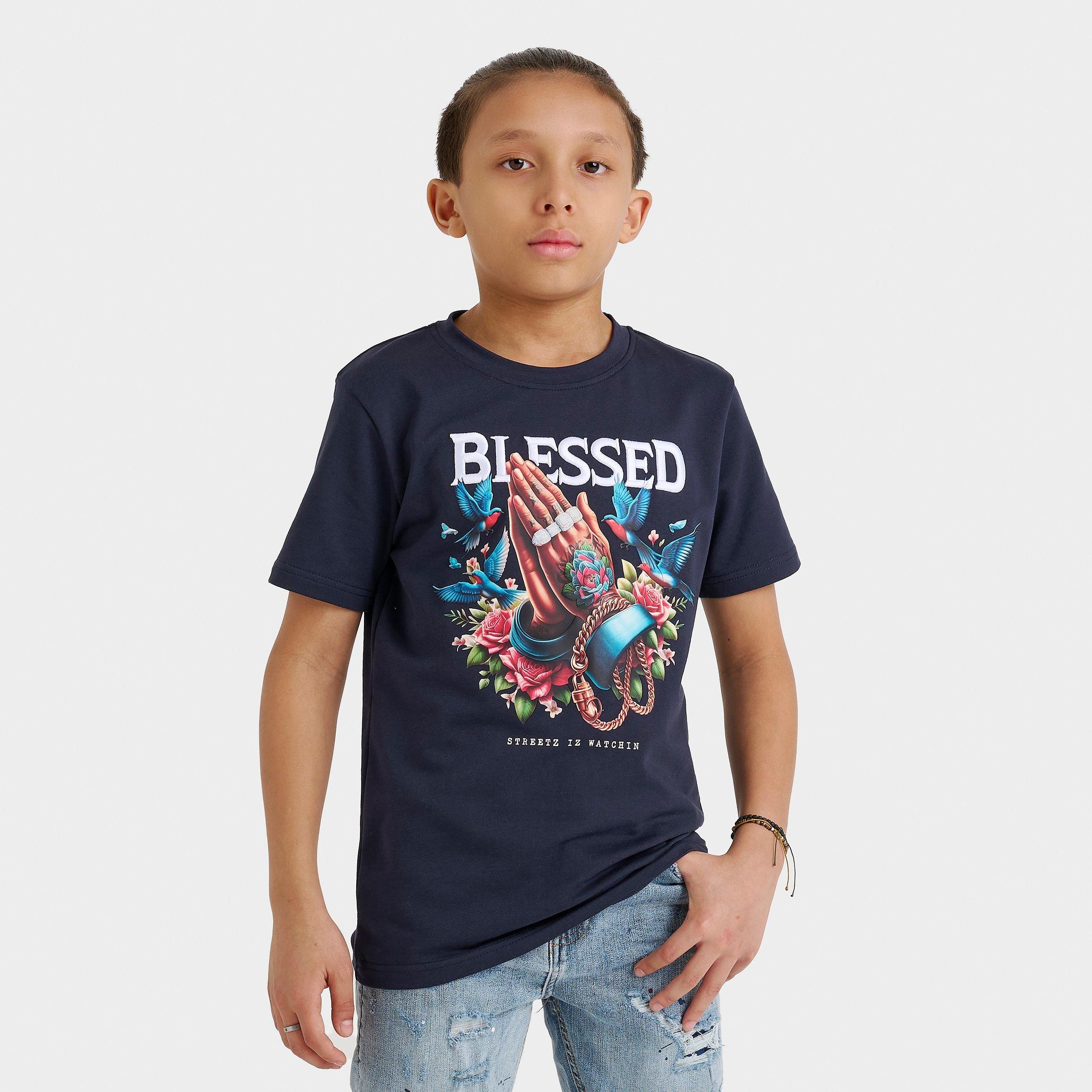 Streetz Iz Watchin Kids Blessed T-Shirt in Black Size: Small