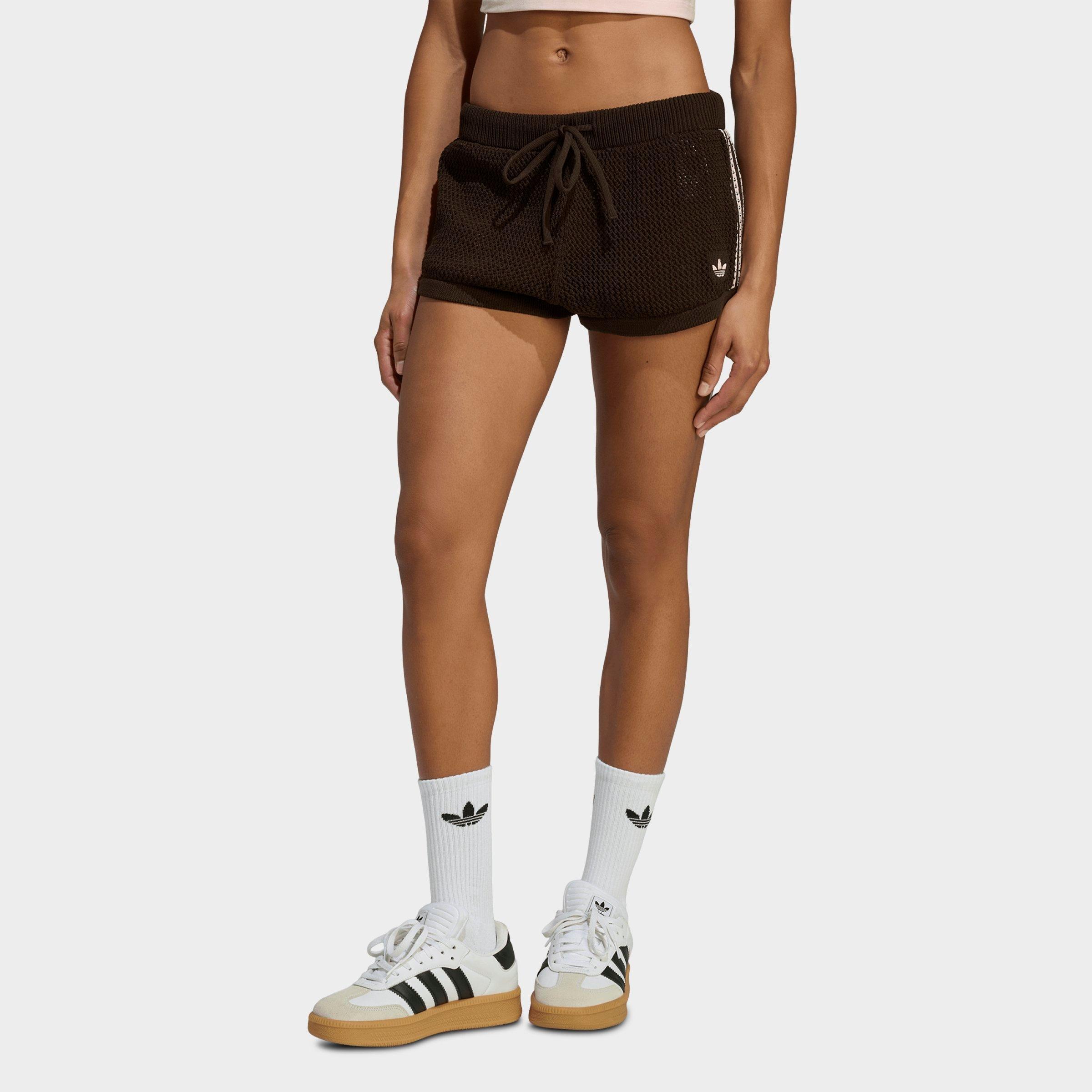 adidas Women's Originals Knitted Crochet Shorts in Aurora Coffee Size: XS
