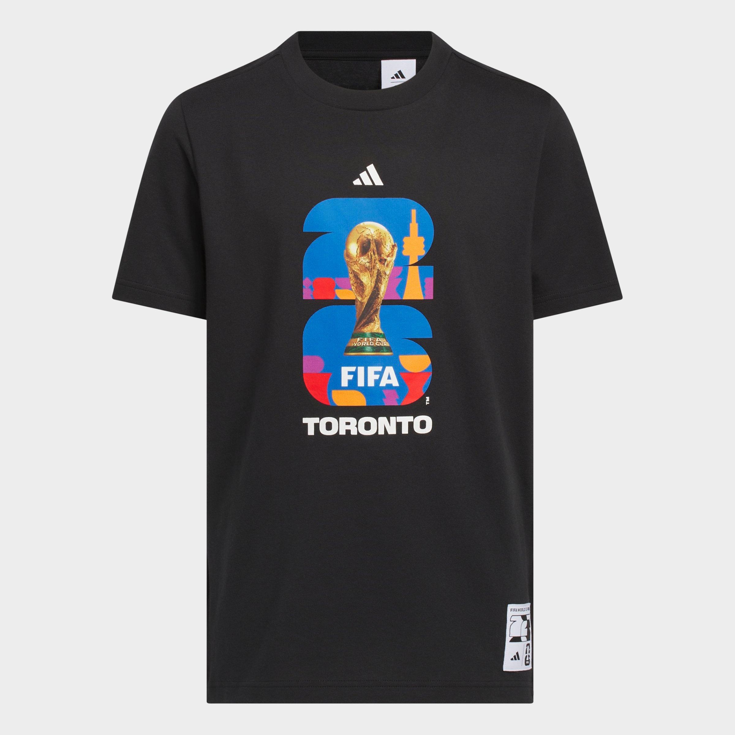 adidas Big Kids FIFA World Cup 26 Host City Toronto Graphic Soccer T-Shirt in Black Size: XL