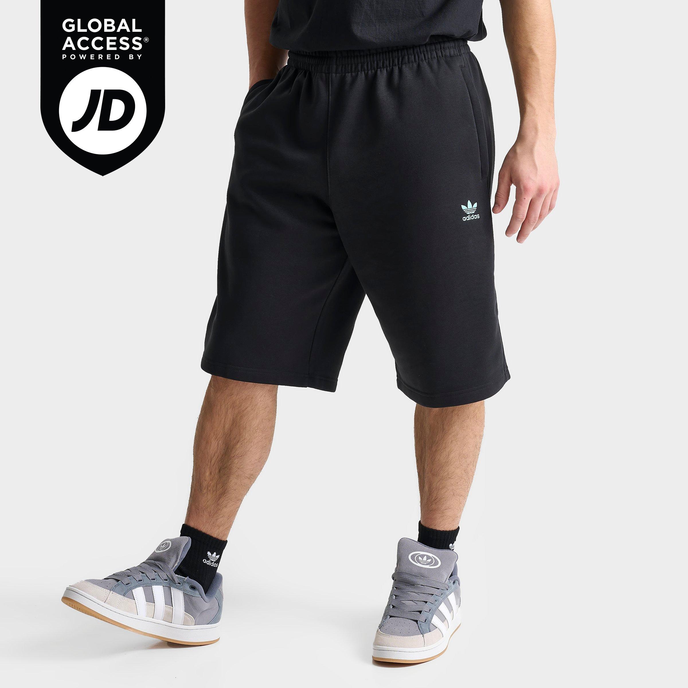 adidas Men's Originals 10" French Terry Shorts in Black/Ice Blue Size: Small
