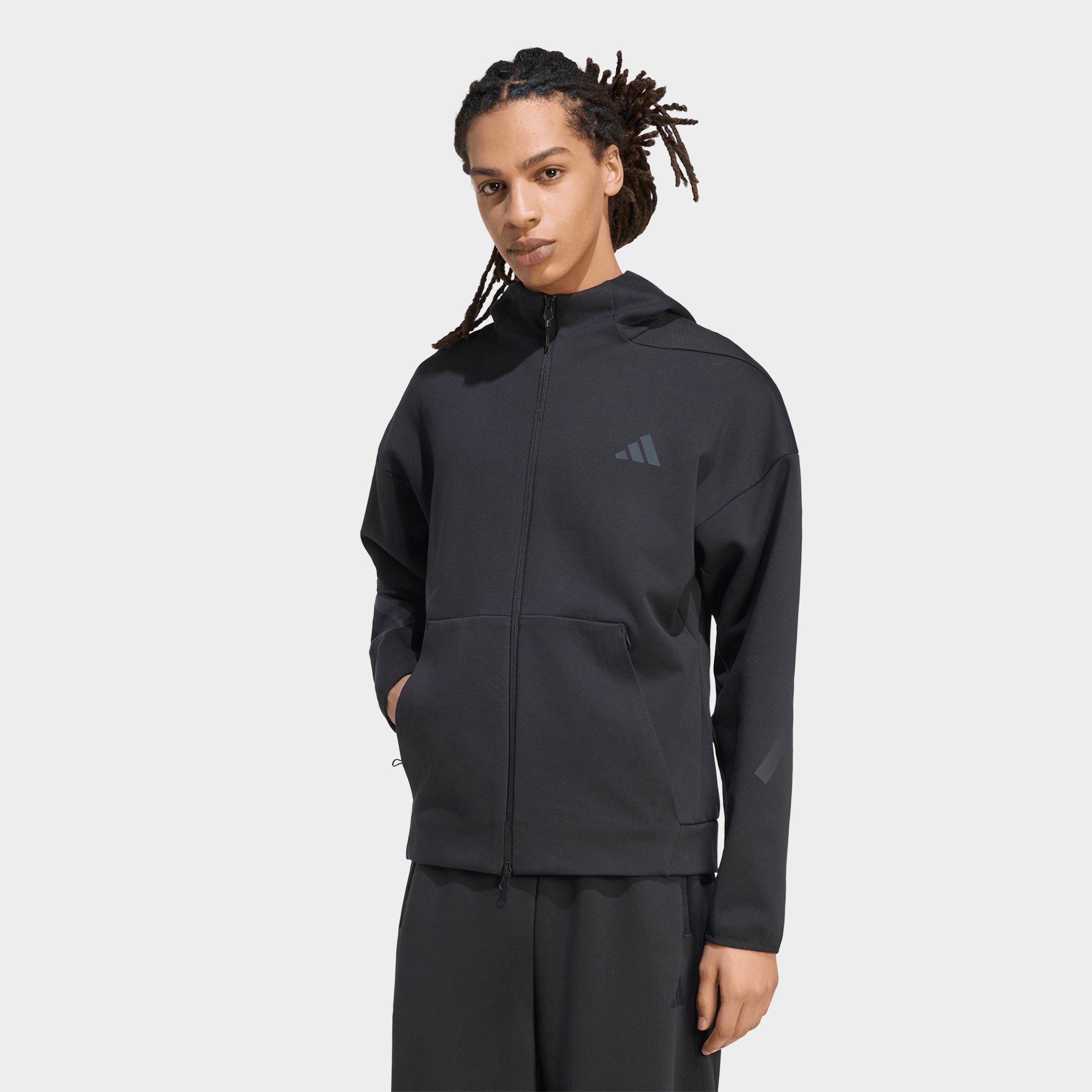 adidas Men's Z. N.E. Full-Zip Hooded Track Top in Black Size: XL