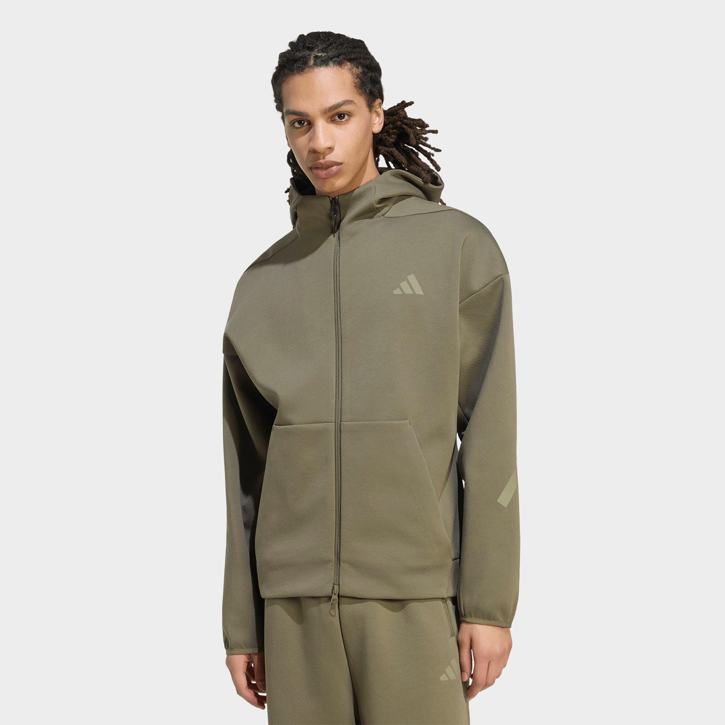 adidas Men's Z. N.E. Full-Zip Hooded Full-Zip Track Top in Olive Strata Size: 2XL