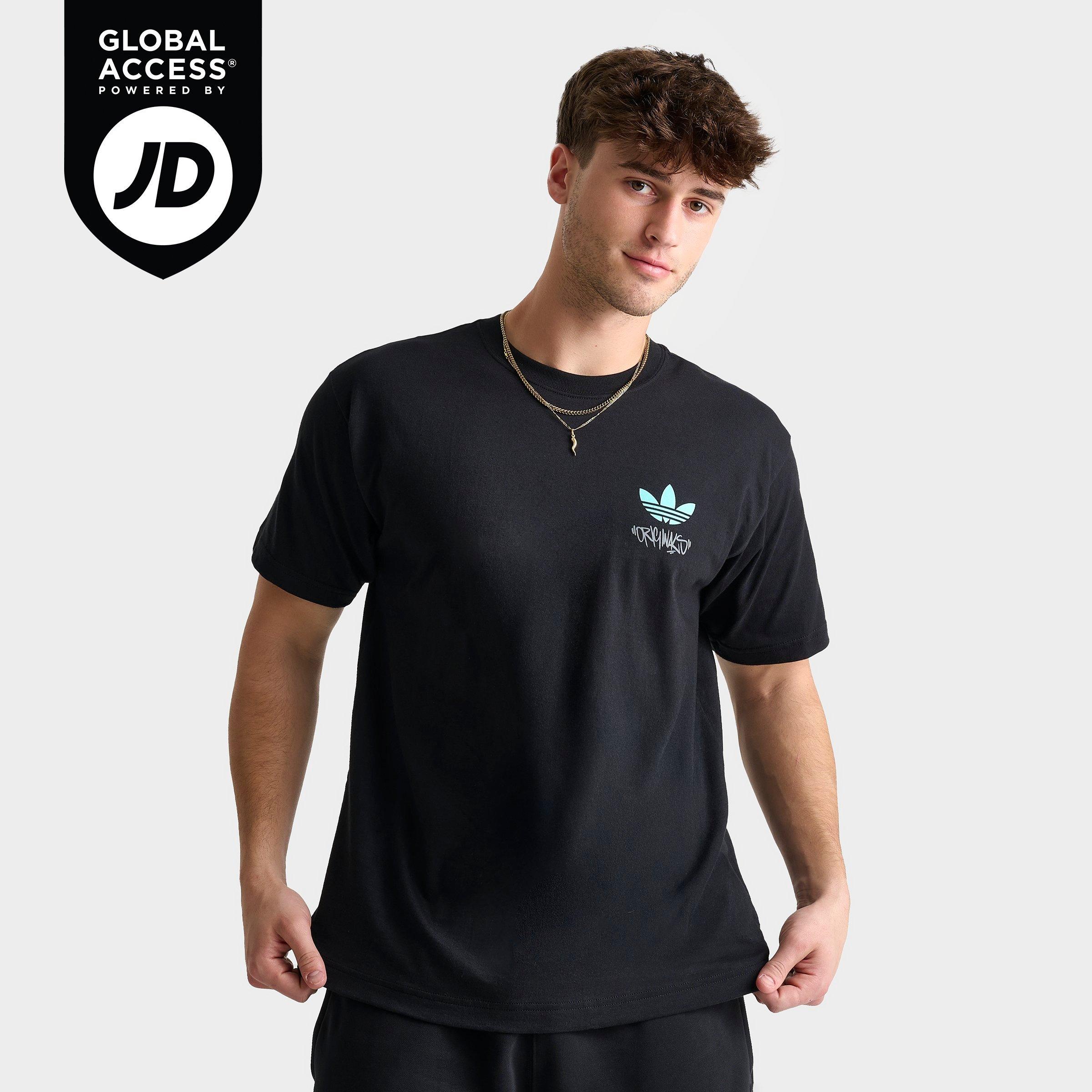 adidas Men's Originals OG Boombox T-Shirt in Black/Ice Blue Size: Small