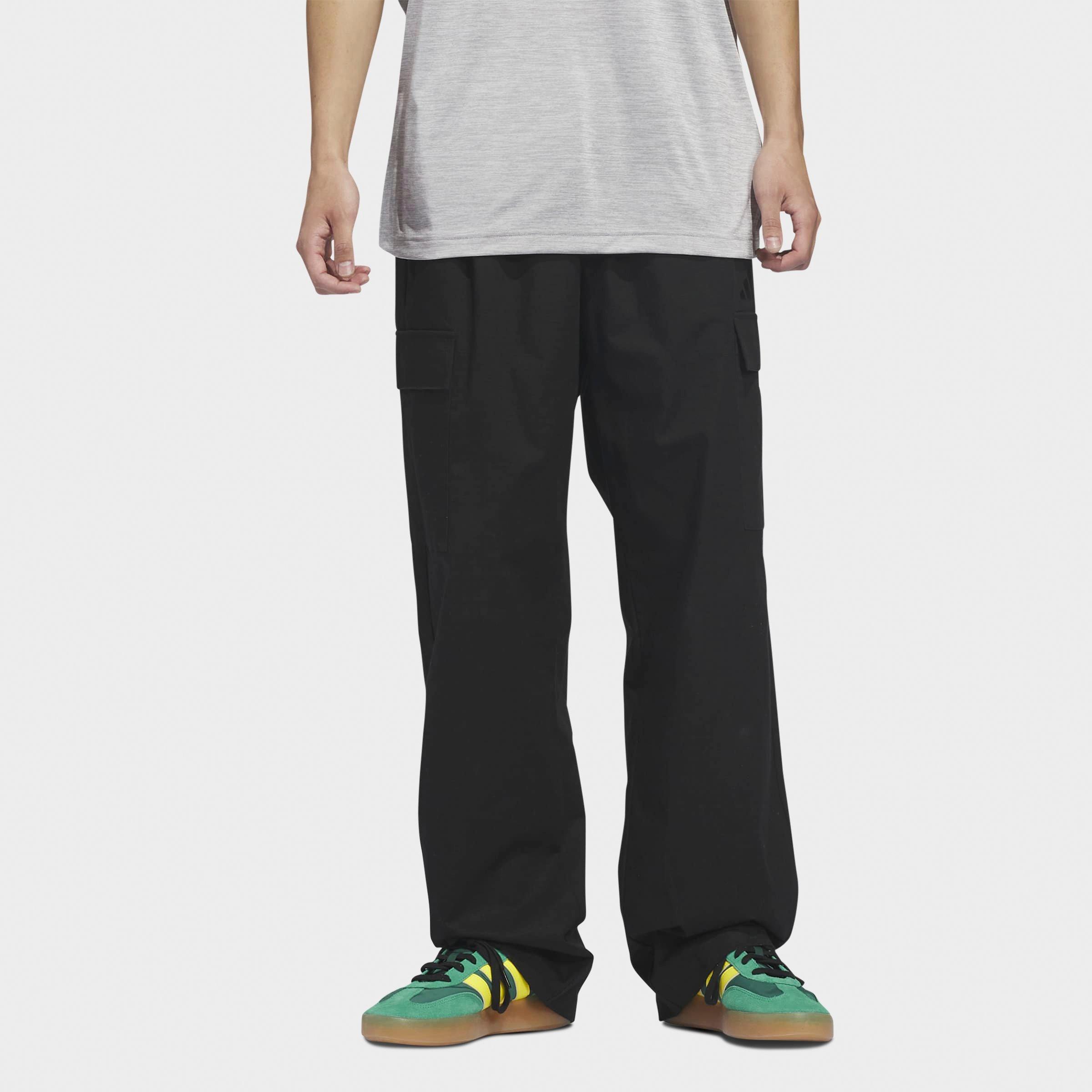 adidas Men's Woven Cargo Pants in Black/White Size: Large