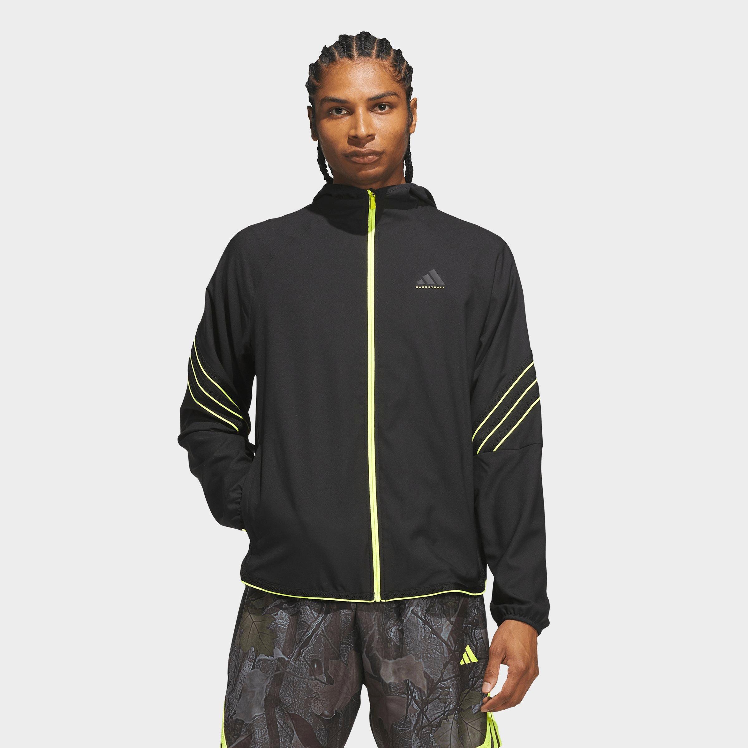 adidas Men's Crazy Lite Full-Zip Basketball Jacket in Black/Solar Lemon Size: XS