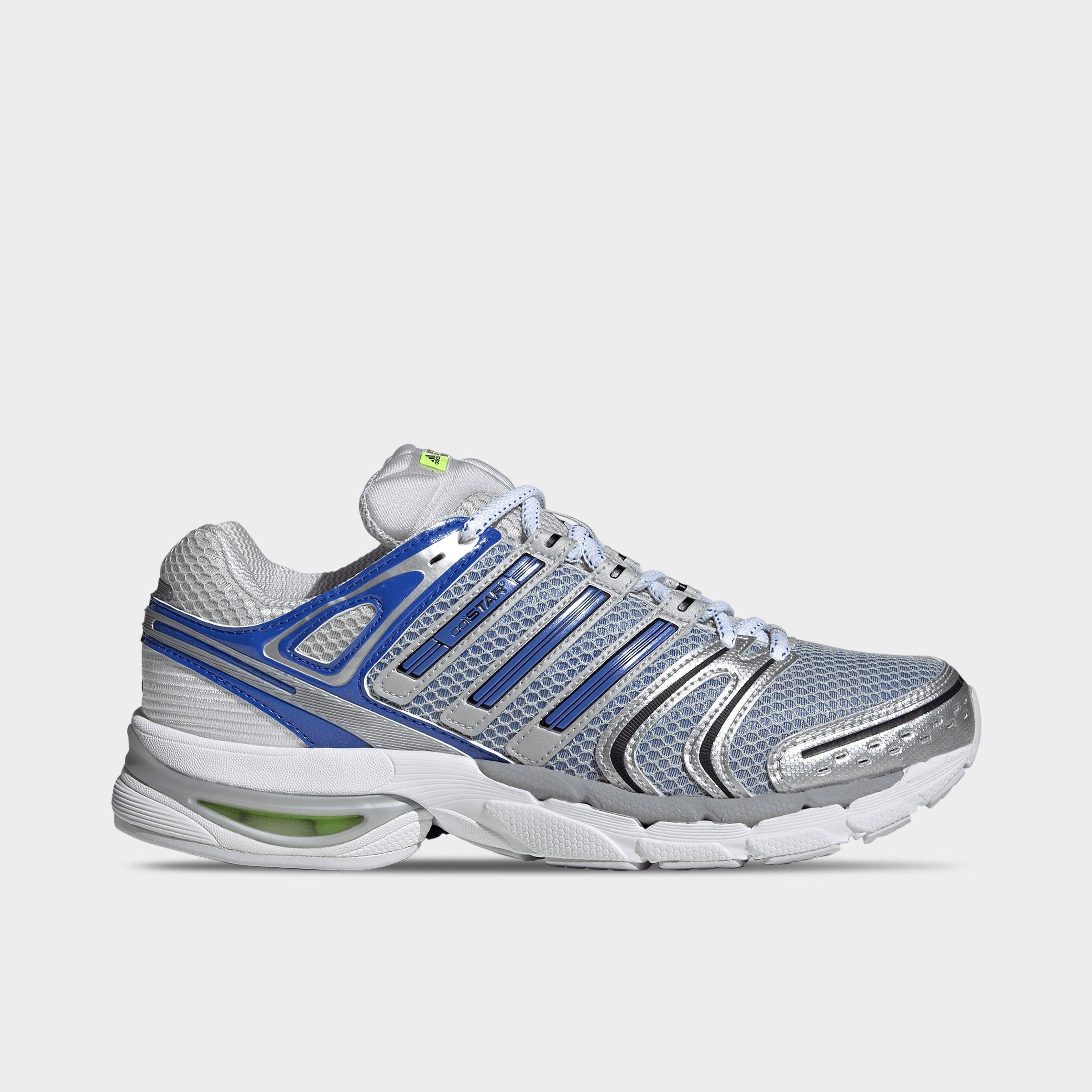adidas Men's Adistar Control 5 Casual Shoes in Silver Metallic/Hi-Res Blue/Lucid Lemon Size: 7.5