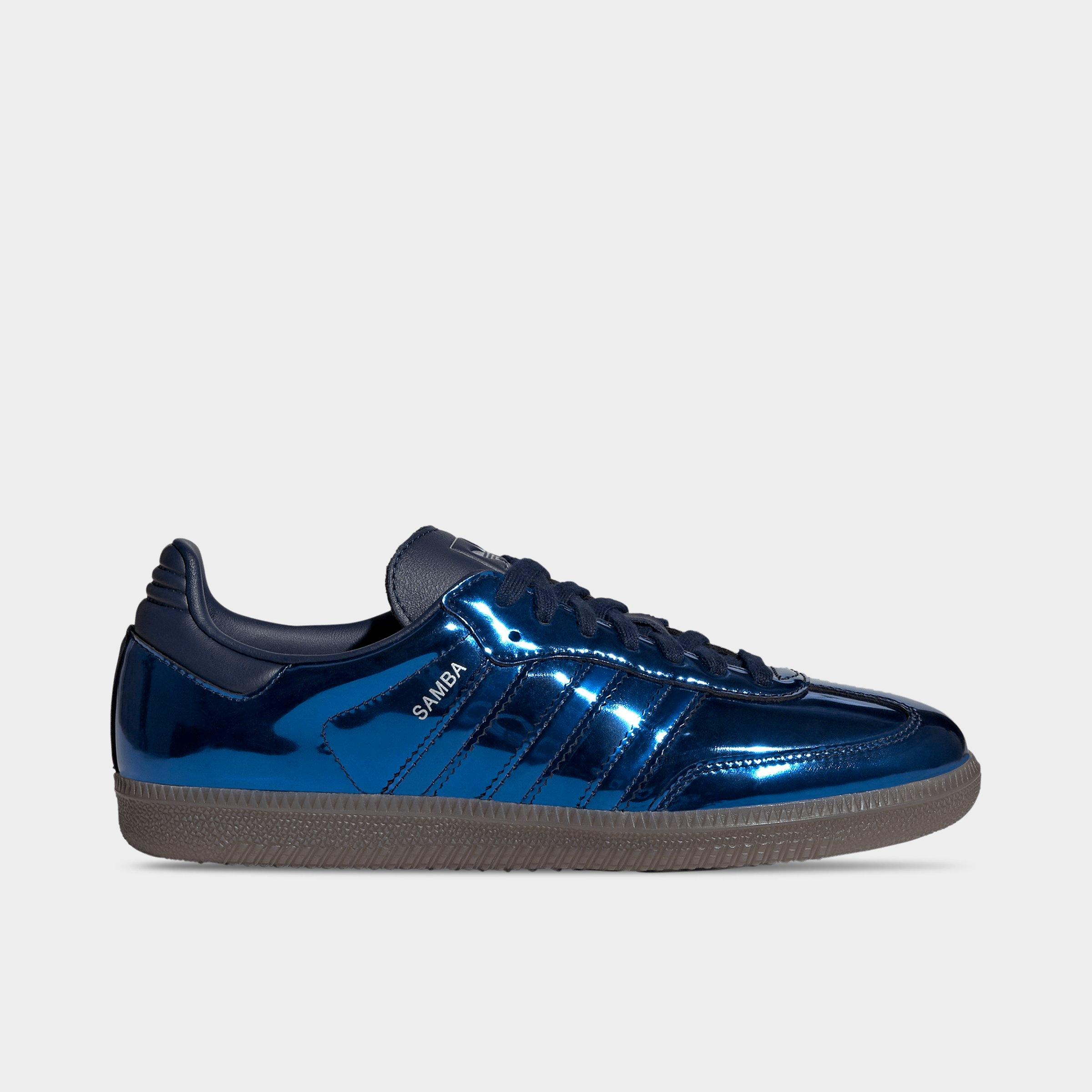 adidas Womens Originals Samba OG Metallic Leather Casual Shoes in Night Indigo/Night Indigo/Gum Size: 10.0