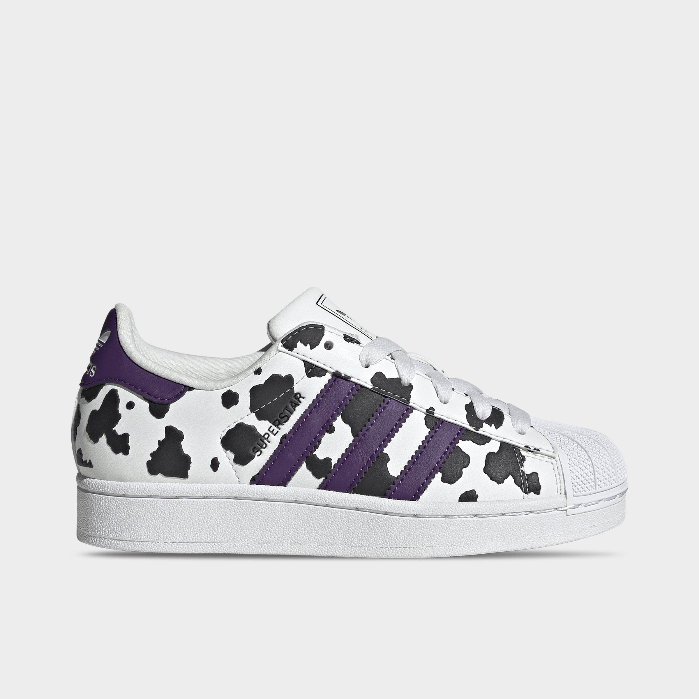 adidas Big Kids Originals Superstar II Casual Shoes in Crystal White/Violet/Cloud White Size: 6.5