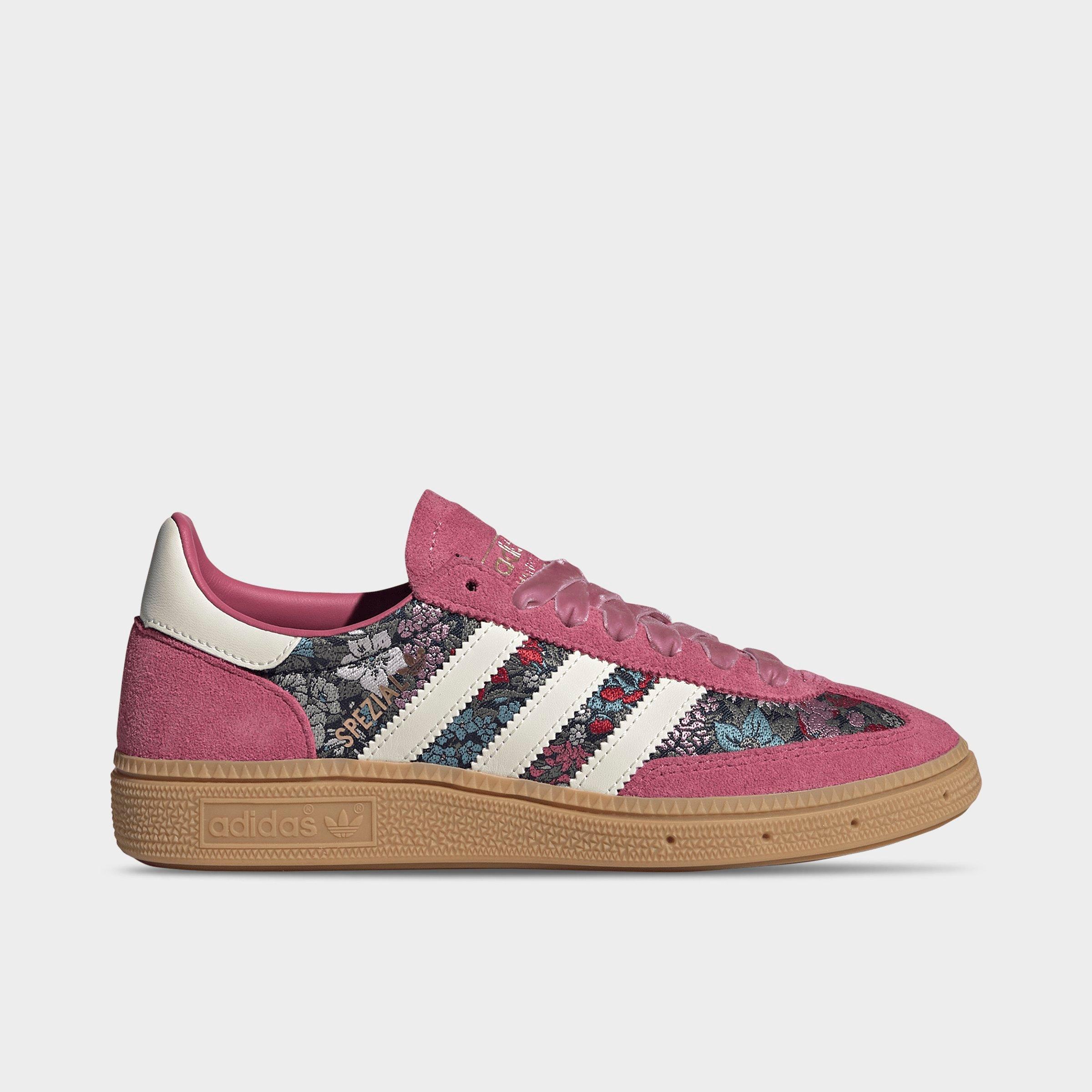 adidas Girls Big Kids Originals x Liberty London Handball Spezial Casual Shoes in Equipment Red/Cream White/Gum Size: 4.0