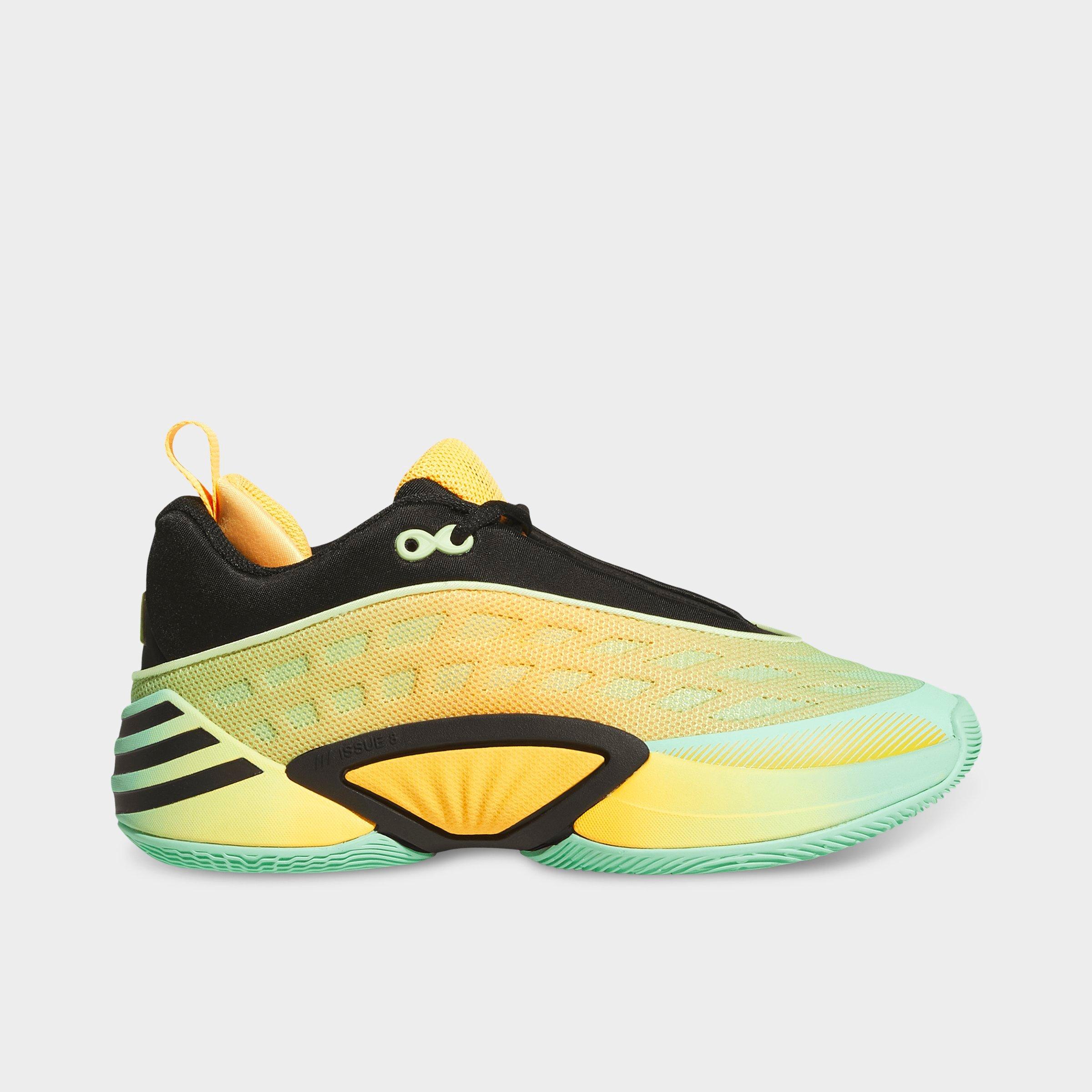 adidas Big Kids D. O.N. Issue #8 Basketball Shoes in Lucid Tangerine/Core Black/Pulse Mint Size: 7.0