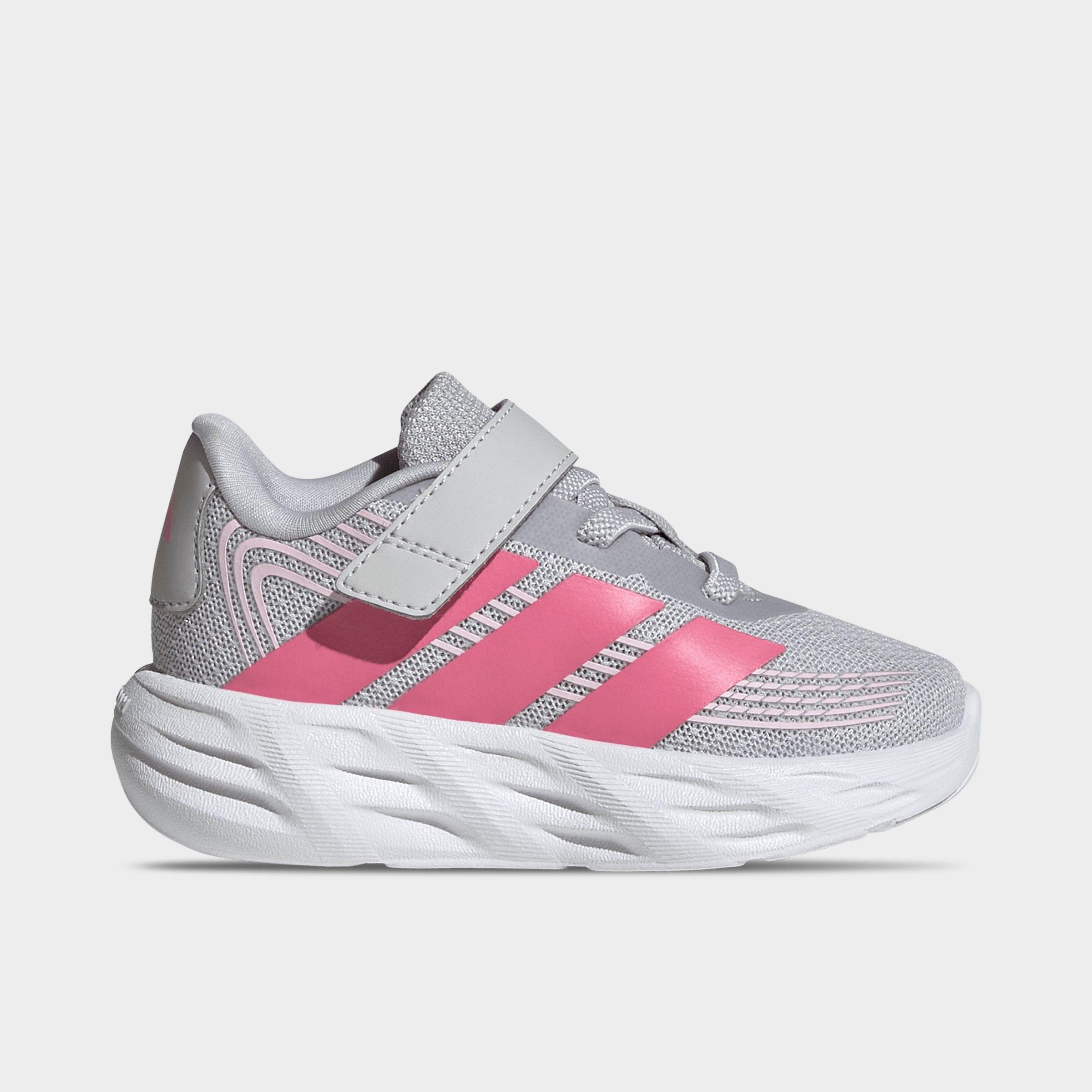 adidas Kids Toddler Galaxy 8 Hook-And-Loop Stretch Lace Running Shoes in Light Solid Grey/Pink Fusion/Clear Pink Size: 4.0