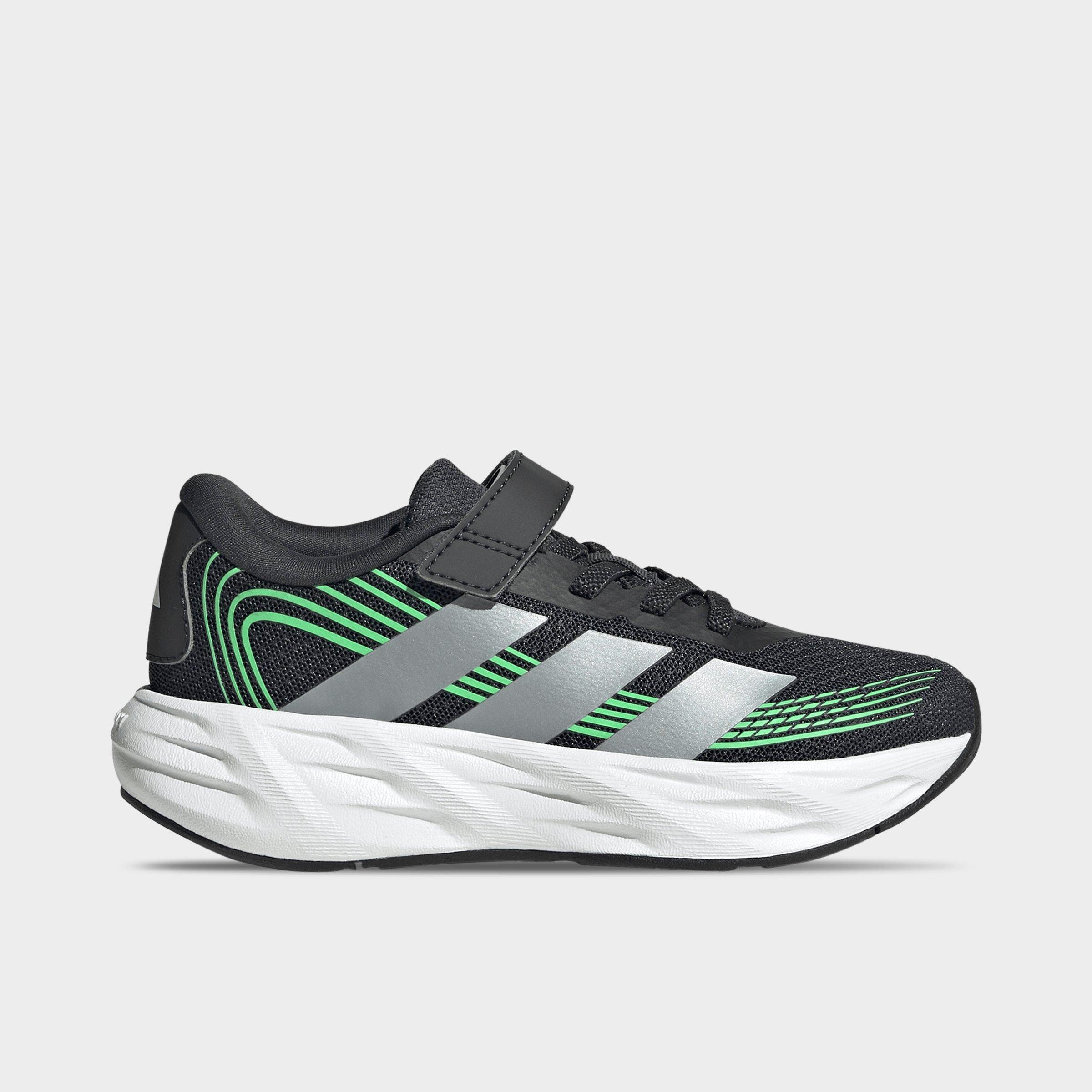 adidas Little Kids Galaxy 8 Hook-And-Loop Stretch Lace Running Shoes in Night Grey/Tech Grey Metallic/Screaming Green Size: 11.0