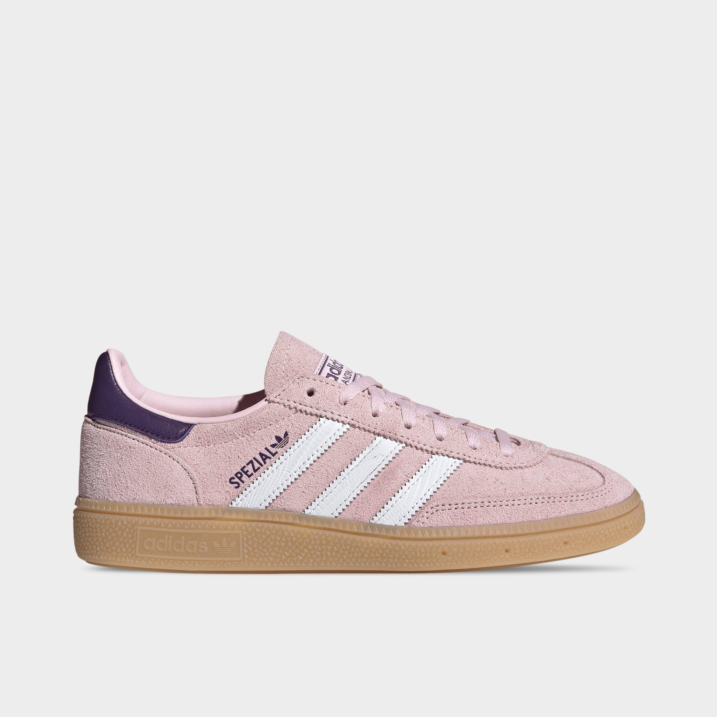 adidas Women's Originals Handball Spezial Casual Shoes in Clear Pink/Cloud White/Violet Size: 6.0