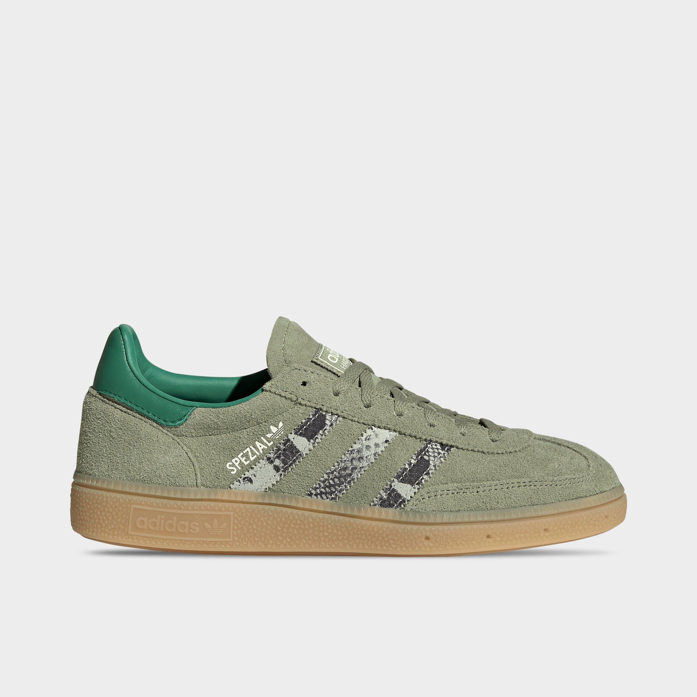 adidas Women's Originals Handball Spezial Casual Shoes in Tent Green/Linen Green/Blanch Green Size: 6.5