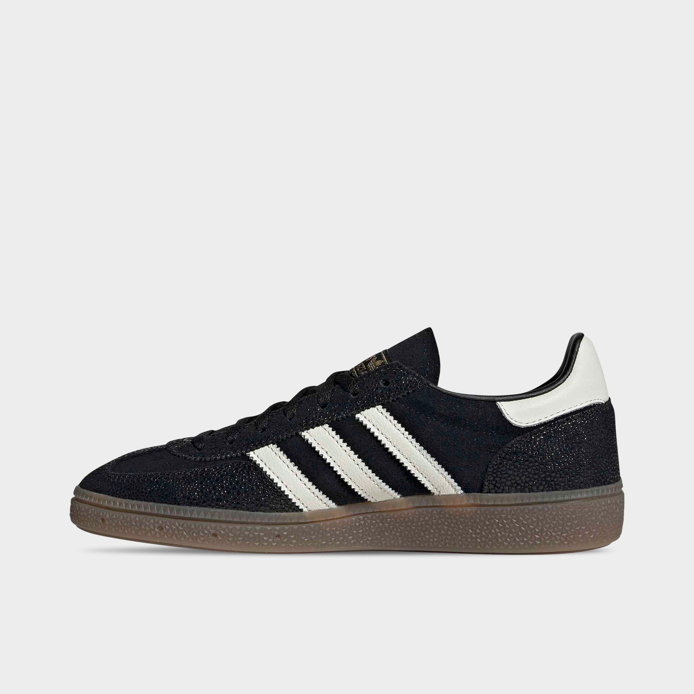 adidas Women's Originals Handball Spezial Casual Shoes in Core Black/Cloud White/Gold Metallic Size: 8.5