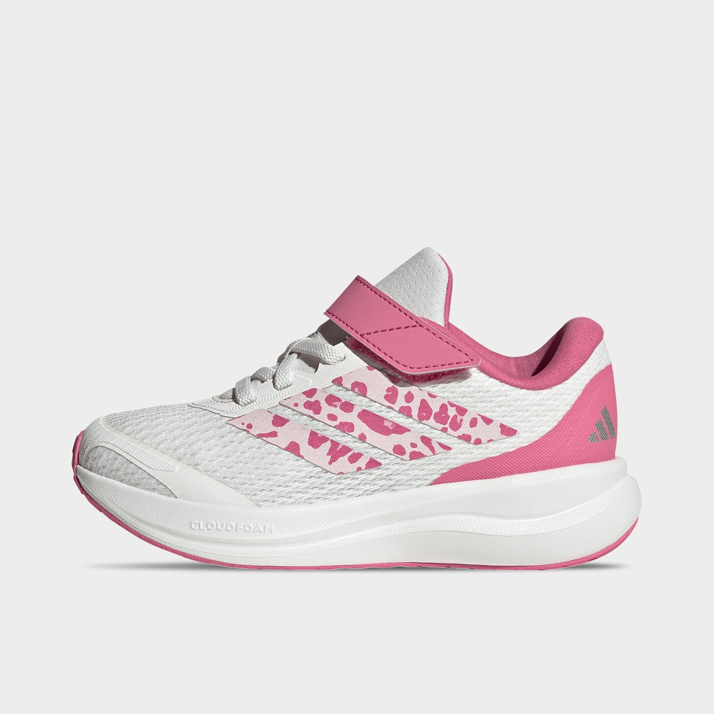 adidas Little Kids Runfalcon 6 Hook-And-Loop Stretch Lace Casual Shoes in Core White/Distilled Pink/Pink Fusion Size: 3.0