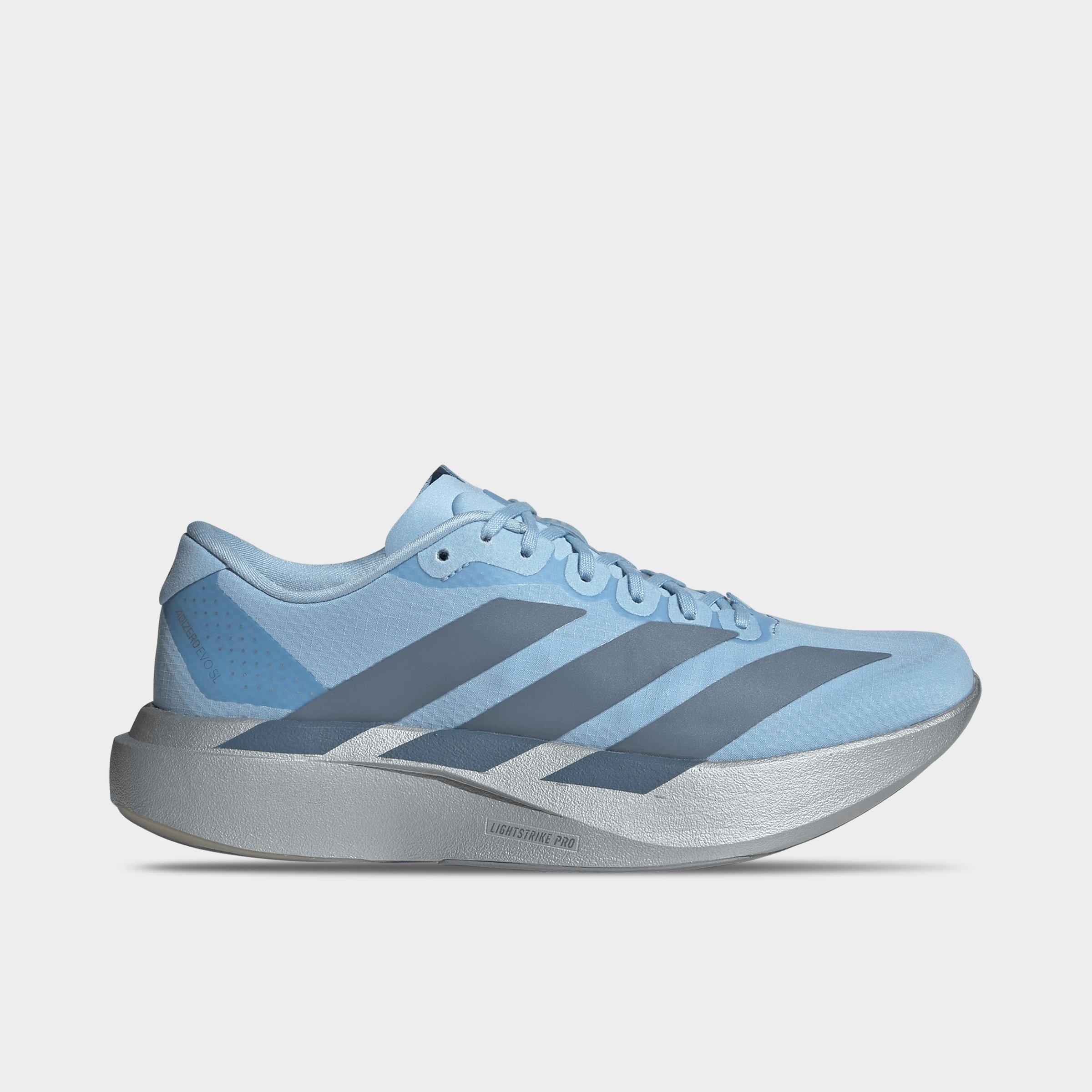adidas Womens Adizero EVO SL Woven Running Shoes in Clear Sky/Grey Two/Silver Metallic Size: 6.0
