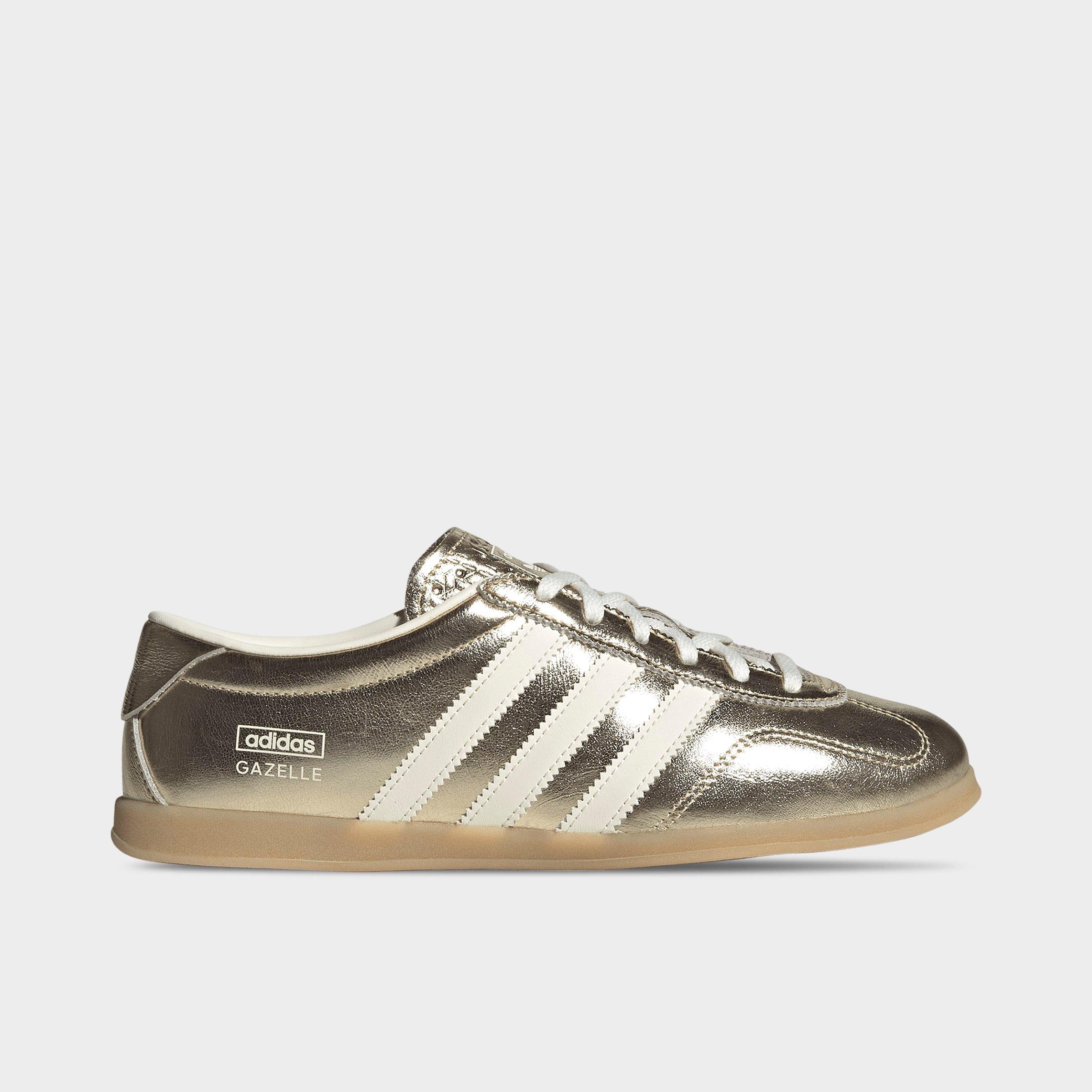 adidas Women's Originals Gazelle Lo Pro Metallic Leather Casual Shoes in Gold Metallic/Off White/Gum Size: 6.5