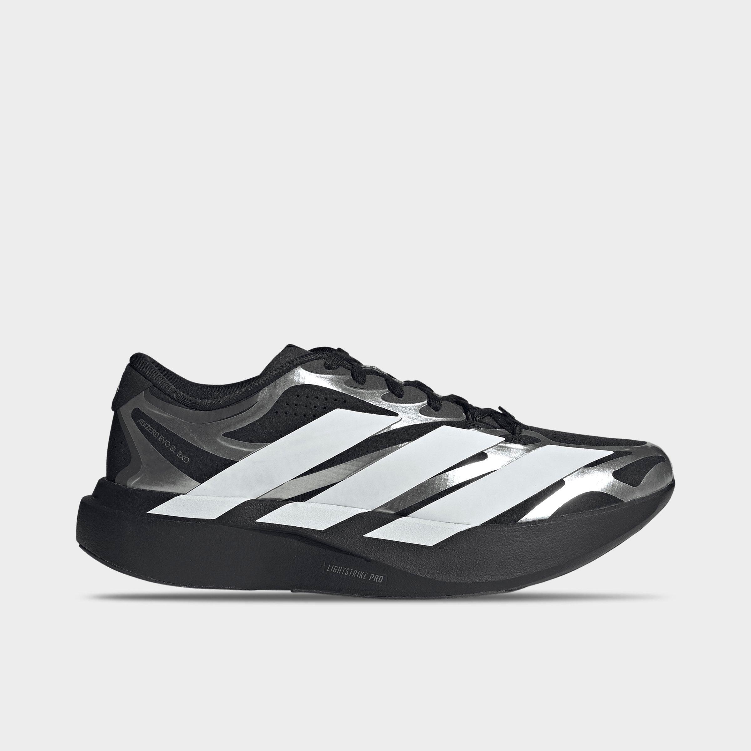 adidas Men's Adizero EVO SL EXO Running Shoes in Core Black/Cloud White/Iron Metallic Size: 12.0