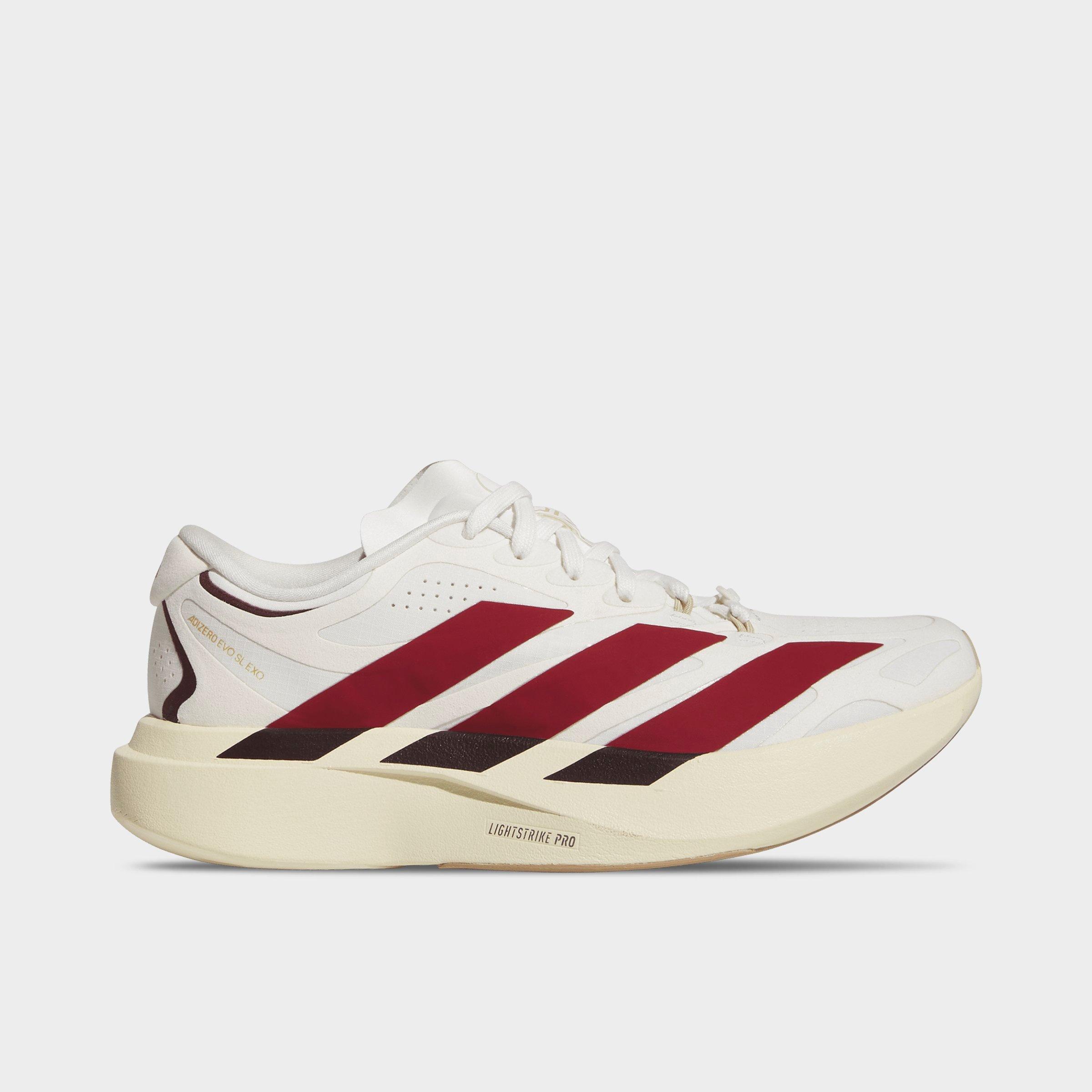 adidas Women's adizero Evo SL Exo Suede Running Shoes in Core White/Team Victory Red/Cream White Size: 11.0