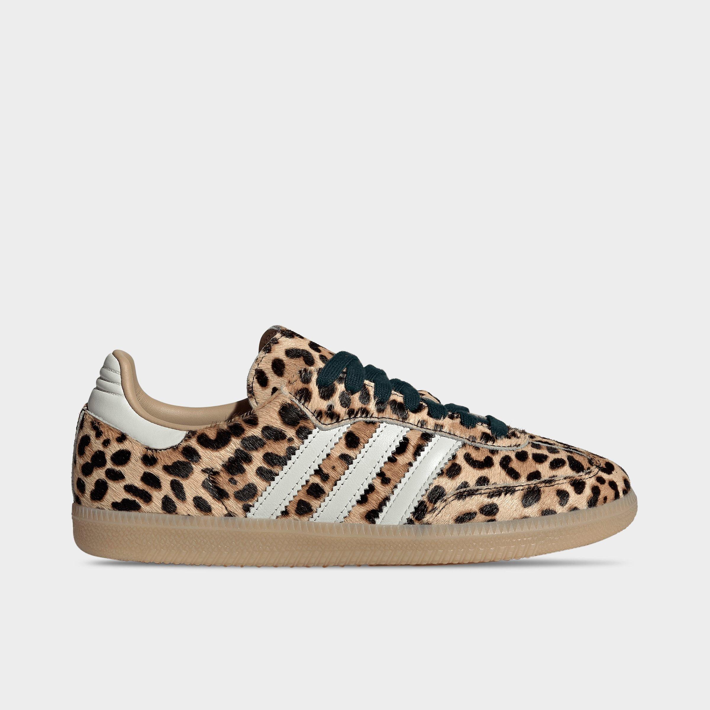 adidas Women's Originals Samba OG Cheetah Print Casual Shoes in Magic Beige/Ivory/Gum Size: 6.0