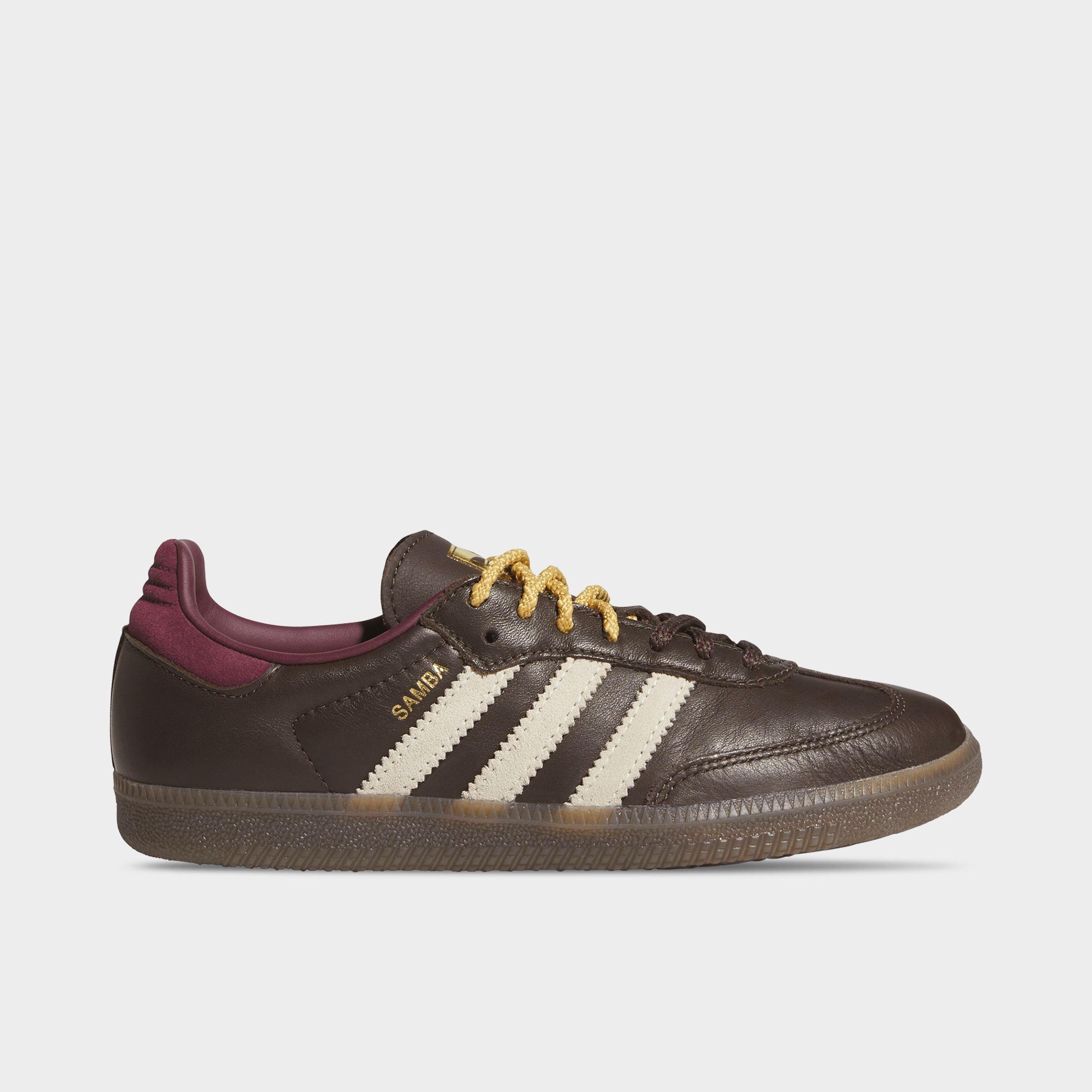 adidas Women's Originals Samba OG Leather Casual Shoes in Brown/Warm Vanilla/Maroon Size: 11.0