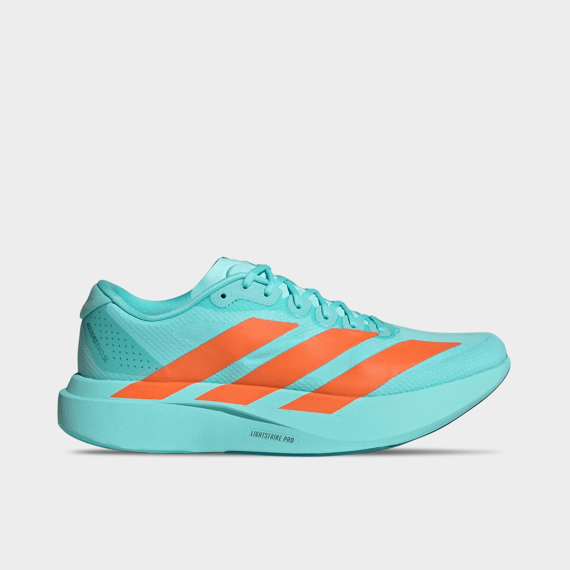 adidas Men's Adizero EVO SL Woven Running Shoes in Flash Aqua/Impact Orange/Arctic Fusion Size: 13.0
