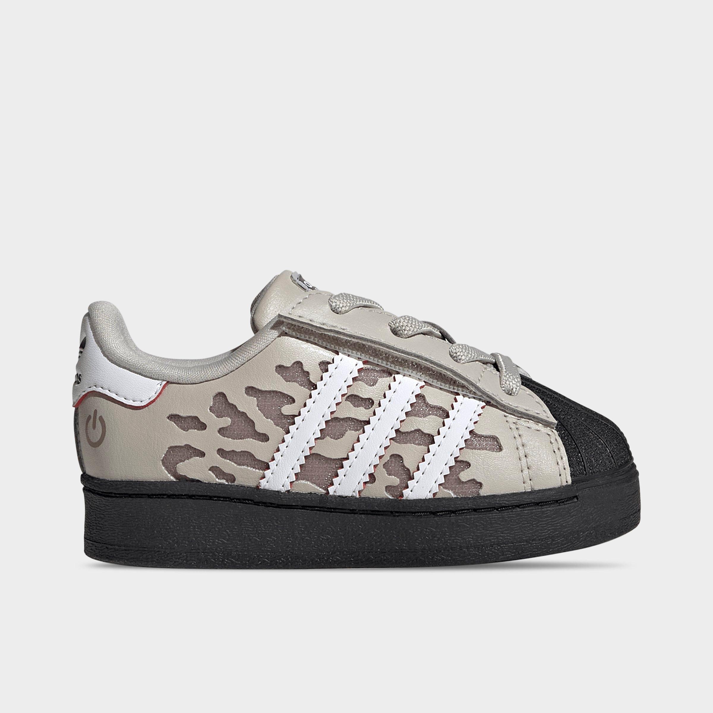 adidas Kids Toddler Originals Superstar LED Lights Comfort Closure Stretch Lace Casual Shoes in Wonder Alumina/White/Black Size: 4.0