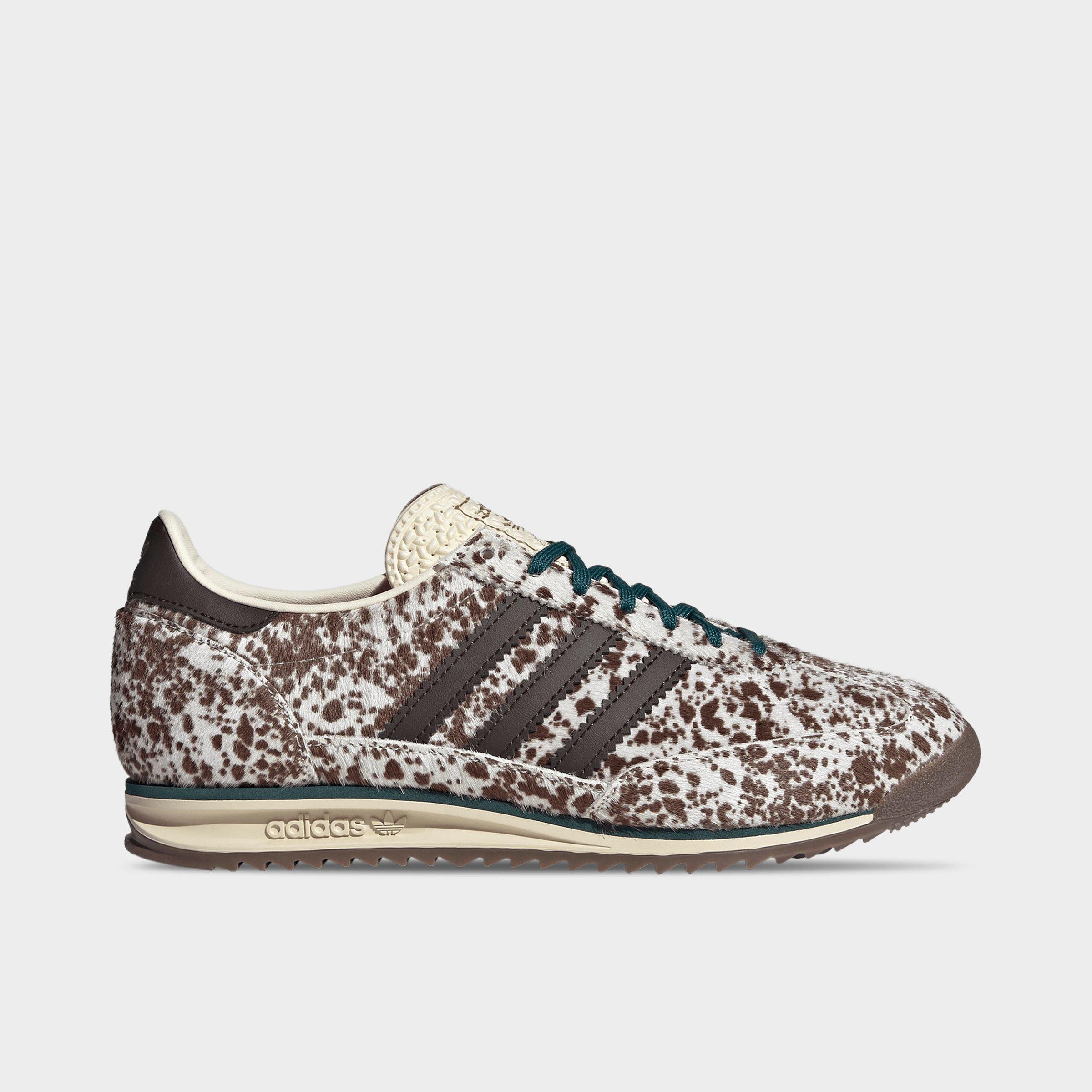 adidas Women's Originals SL 72 OG Pony Print Casual Shoes in Off White/Dark Brown/Rich Green Size: 10.5