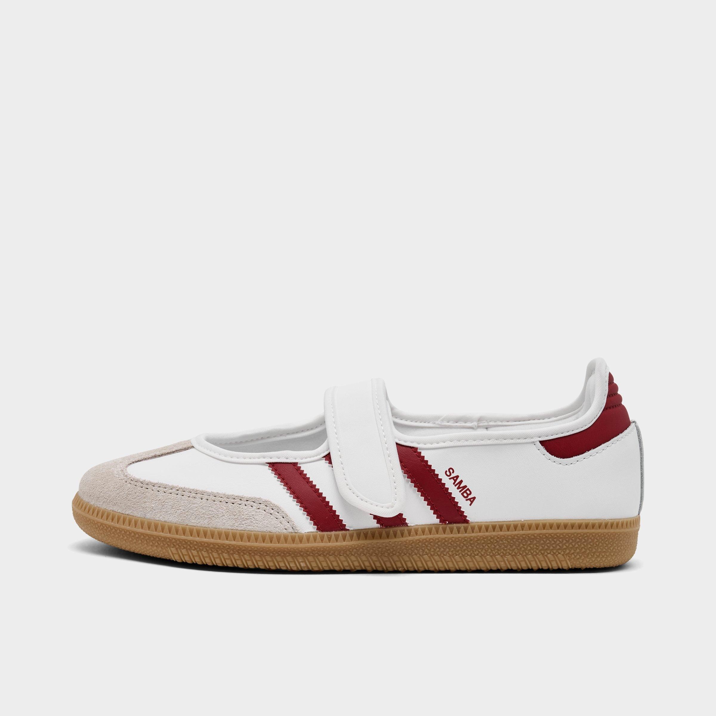 adidas Girls Big Kids Originals Samba Jane Casual Shoes in Cloud White/Team Victory Red/Gum Size: 4.5