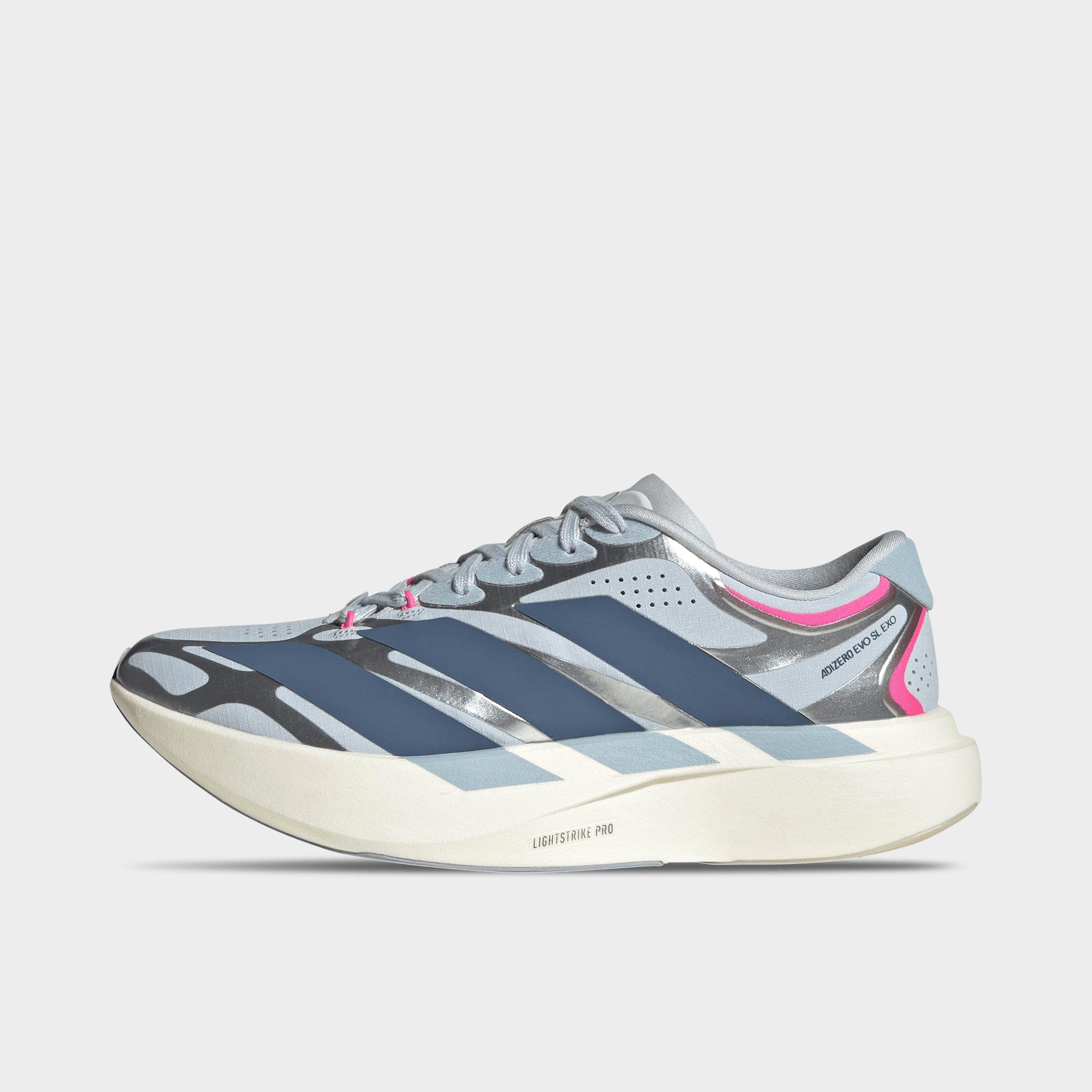 adidas Women's Adizero EVO SL Exo Running Shoes in Halo Blue/Preloved Ink/Silver Metallic Size: 10.5