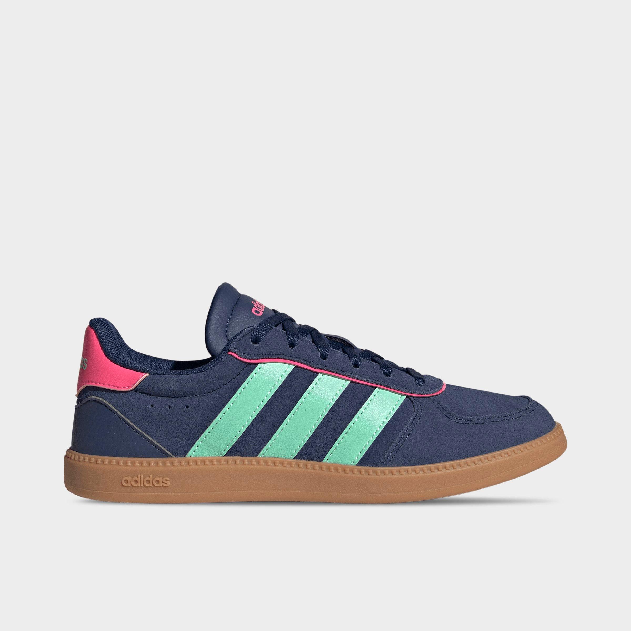 adidas Big Kids Breaknet Sleek Casual Shoes in Dark Blue/Pulse Mint/Lucid Pink Size: 5.0