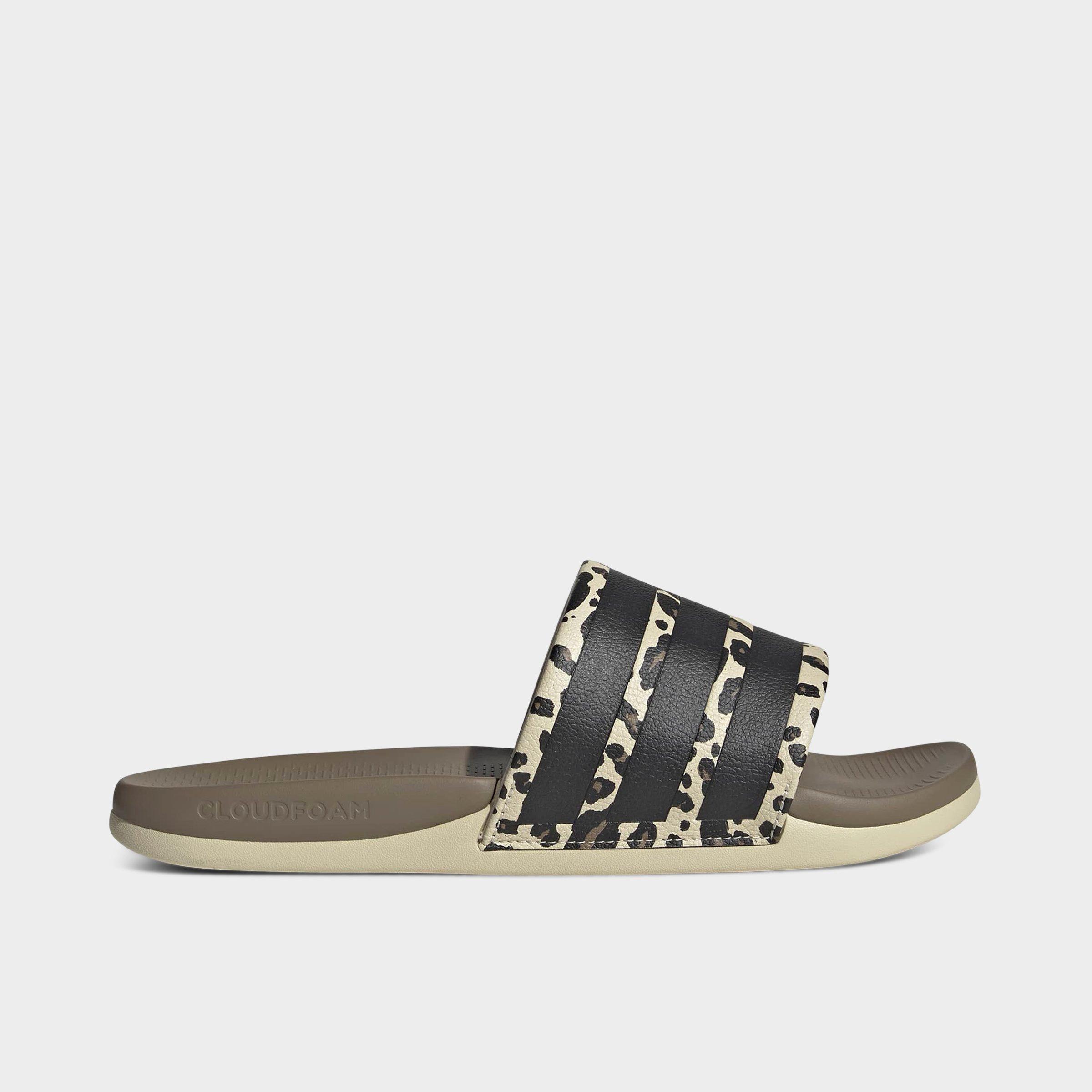 adidas Women's Adilette Comfort 2.0 Slide Sandals in Crystal Linen/Core Black/Crystal Linen Size: 11.0