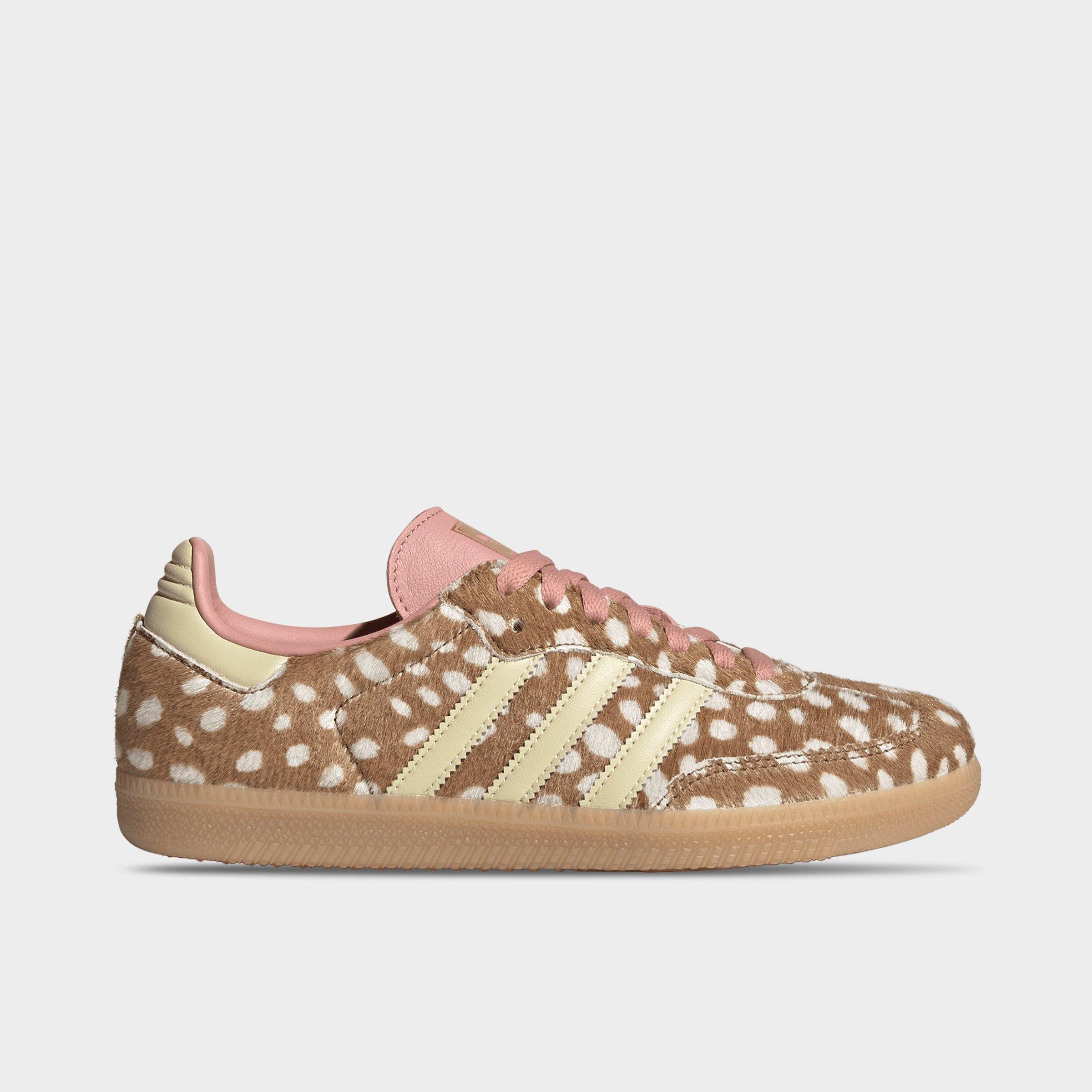 adidas Women's Originals Samba OG Deer Print Casual Shoes in Brown Desert/Warm Vanilla/Wonder Mauve Size: 5.0