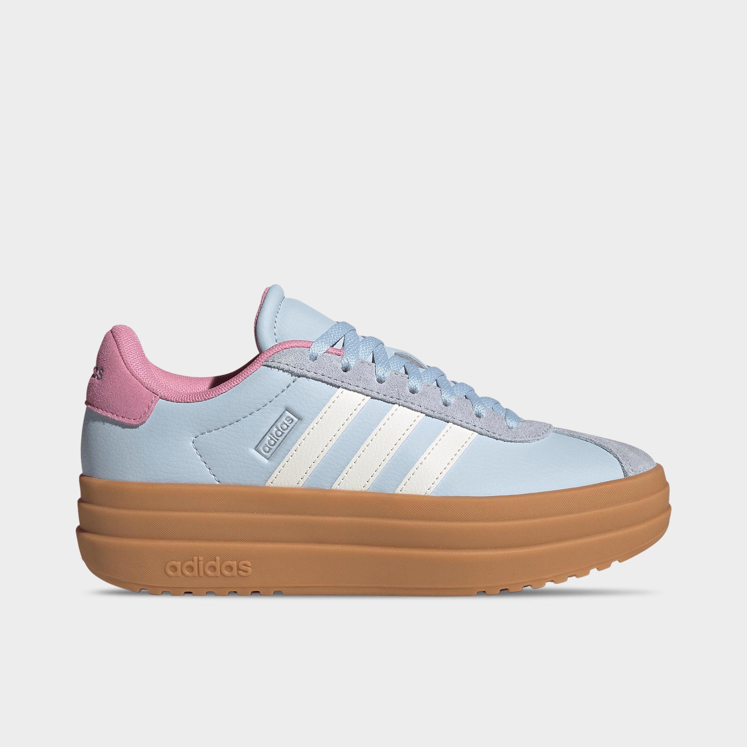 adidas Girls Big Kids VL Court Bold Casual Shoes in Crystal Sky/Core White/St Tropic Bloom Size: 5.0