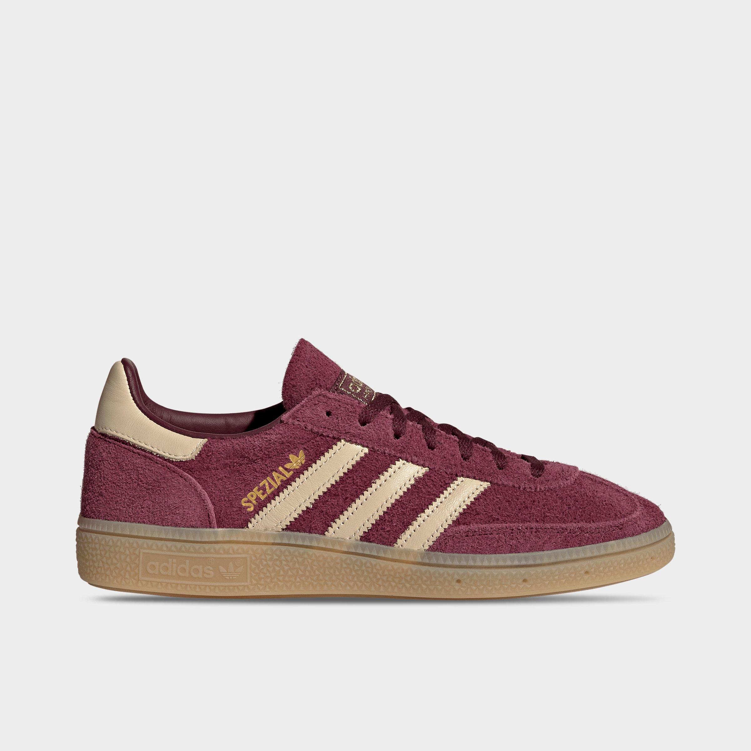 adidas Women's Originals Handball Spezial Casual Shoes in Maroon/Warm Vanilla/Gold Metallic Size: 8.5