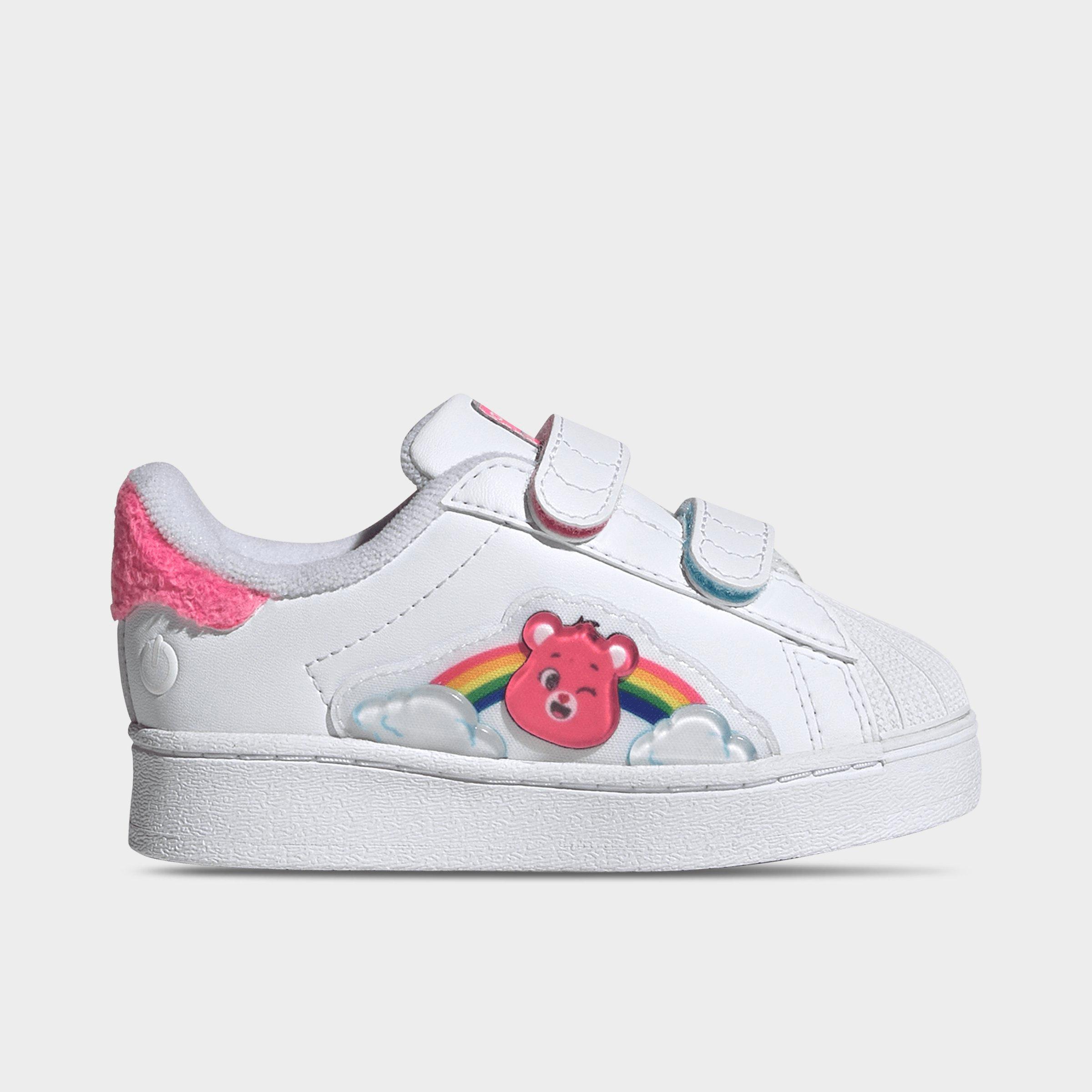 adidas Girls Toddler Originals x Care Bears Superstar LED Lights Comfort Closure Casual Shoes in Cloud White/Lucid Pink/Bliss Pink Size: 4.0