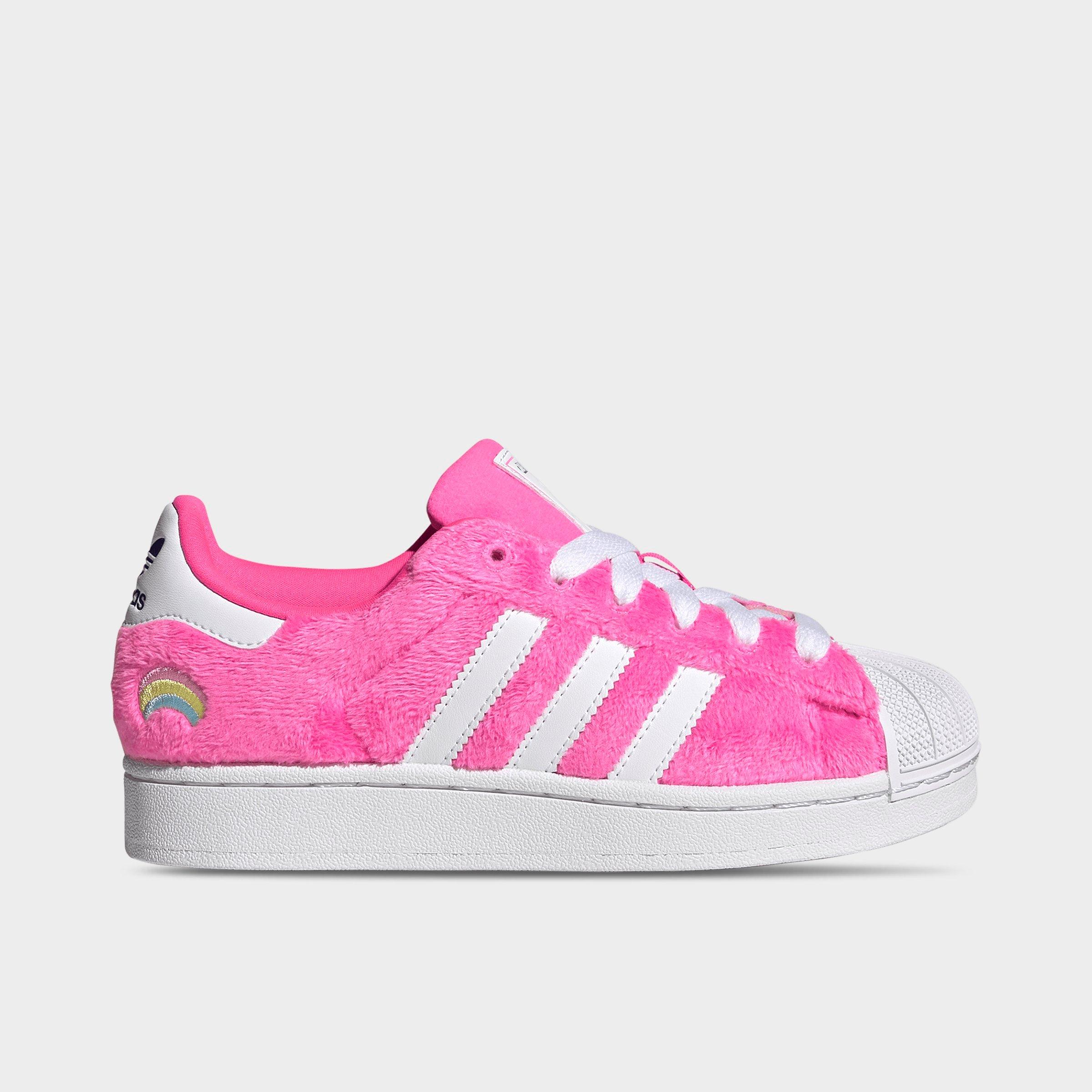 adidas Girls Big Kids Originals x Care Bears Superstar II Casual Shoes in Lucid Pink/Cloud White/Collegiate Purple Size: 4.5