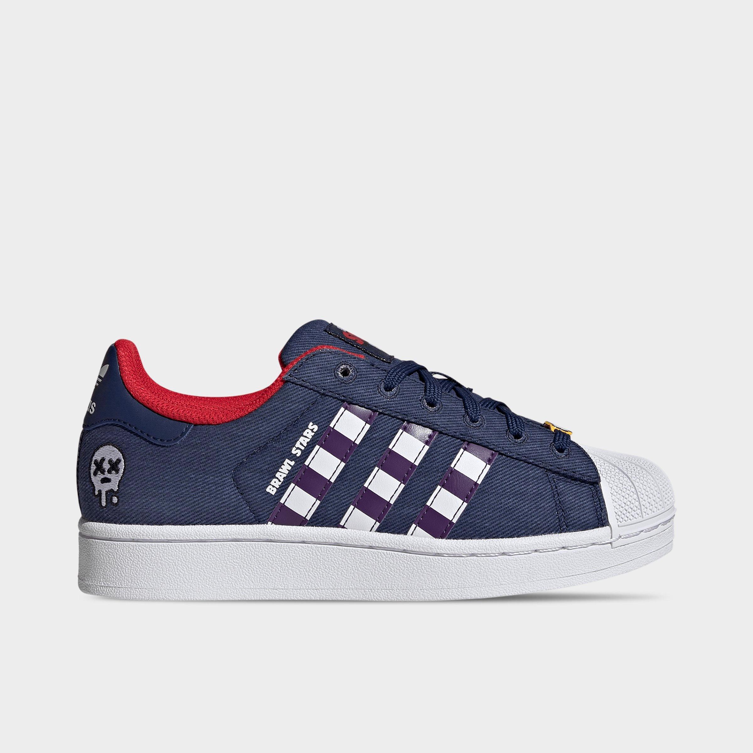 adidas Big Kids Originals x Brawl Stars Superstar II Casual Shoes in Dark Blue/Violet/Cloud White Size: 5.5