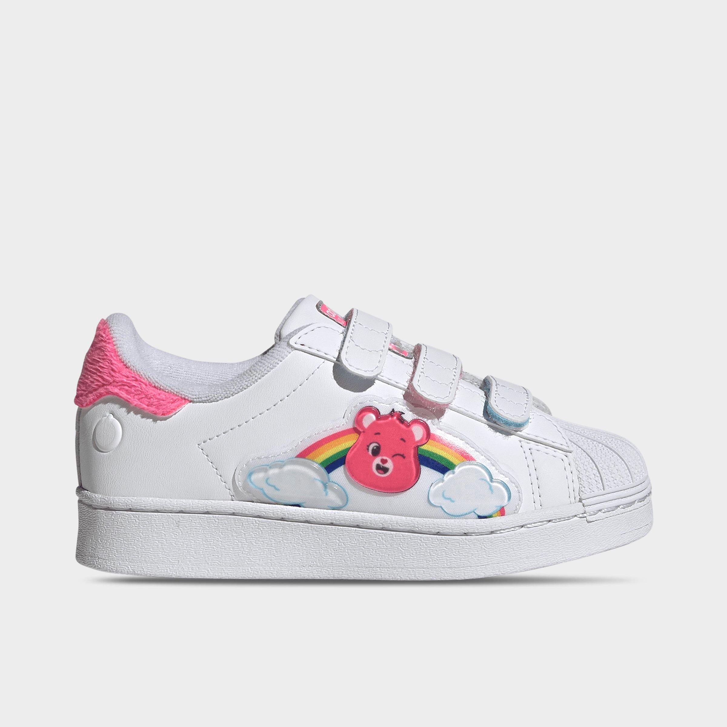adidas Girls Little Kids Originals x Care Bears Superstar LED Lights Comfort Closure Casual Shoes in Cloud White/Lucid Pink/Bliss Pink Size: 13.0